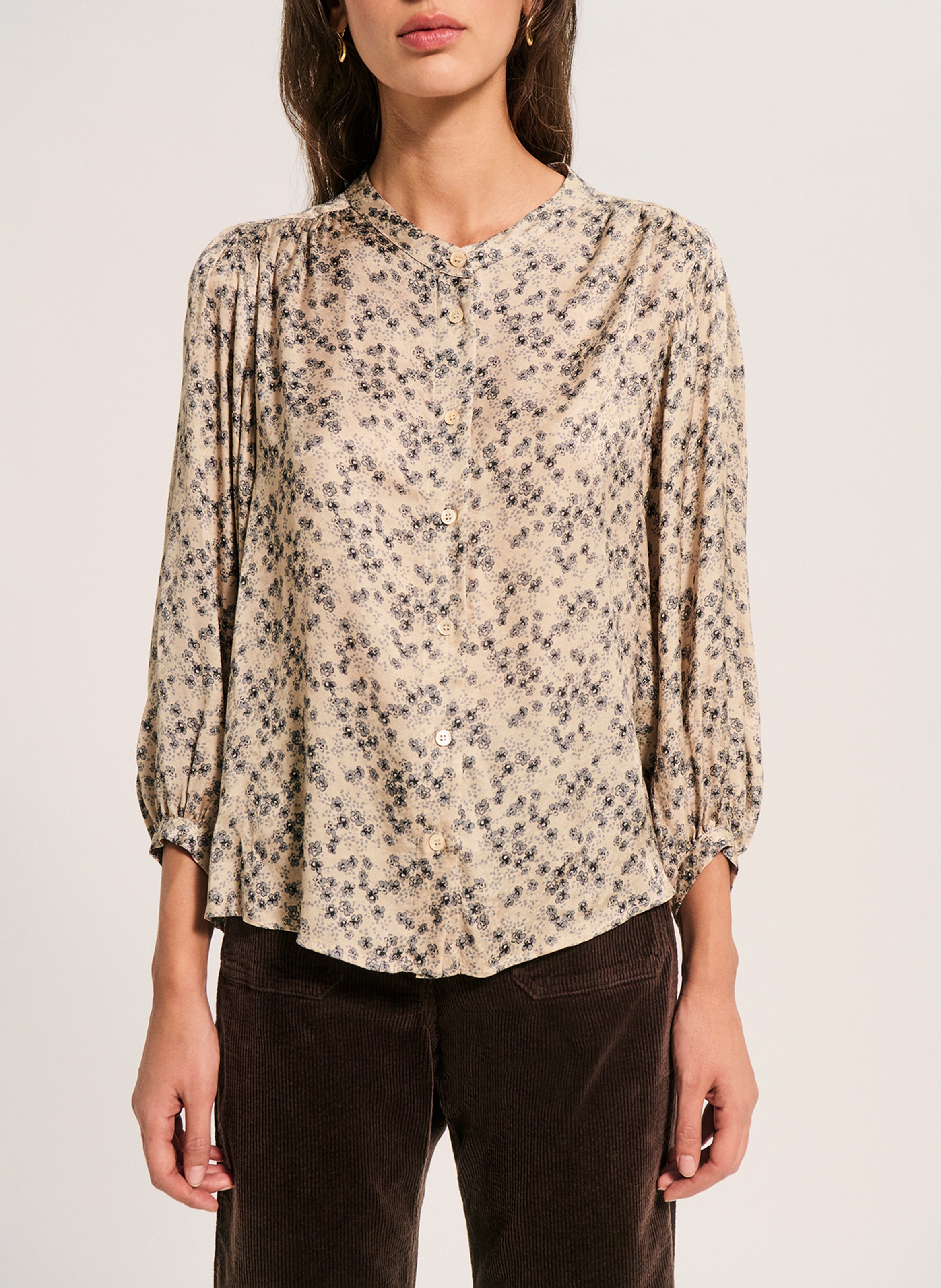 Chemise ample imprimée PABLO Beige