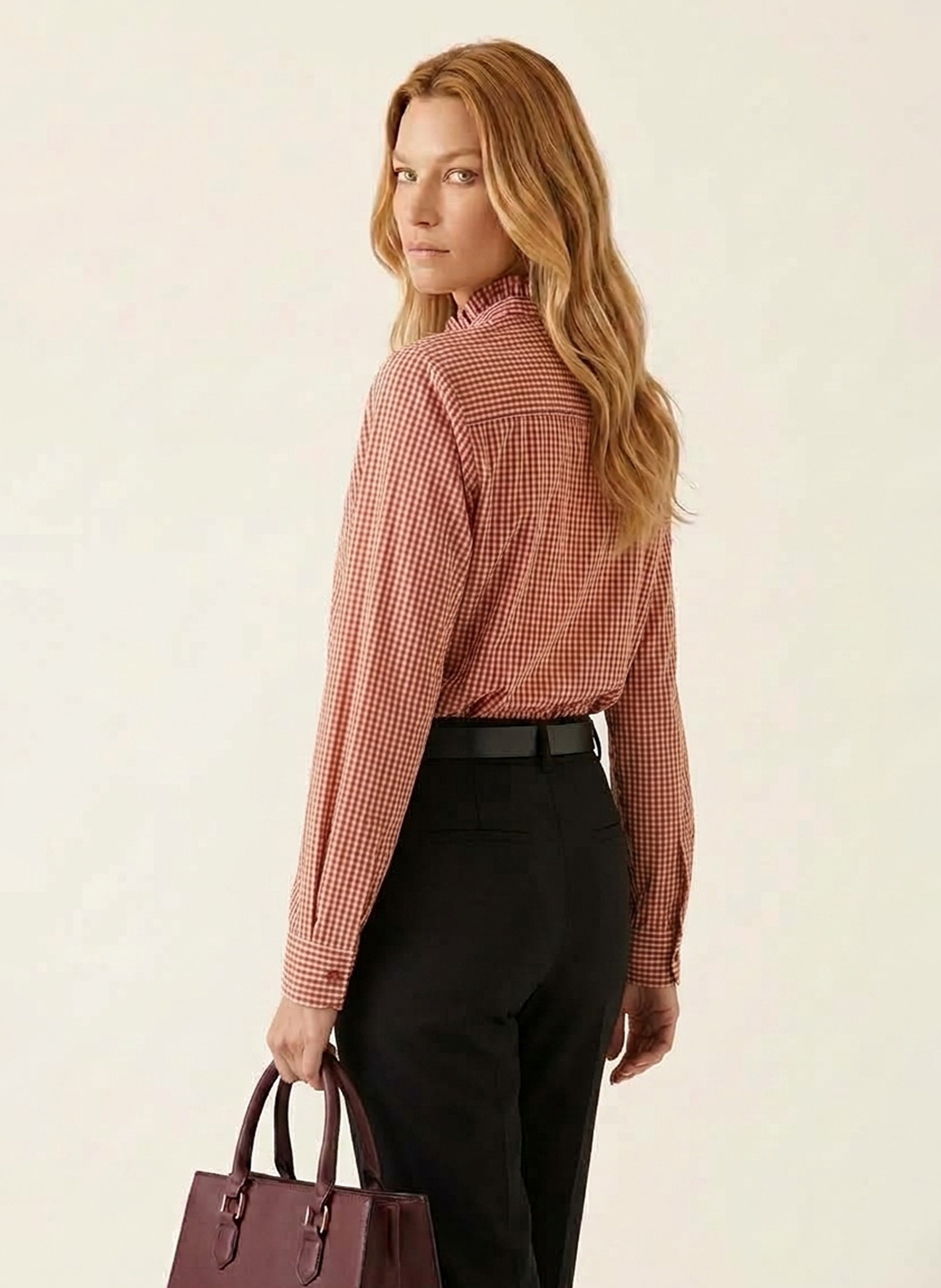 Loose-fitting cotton gingham shirt KOOKAI Brown