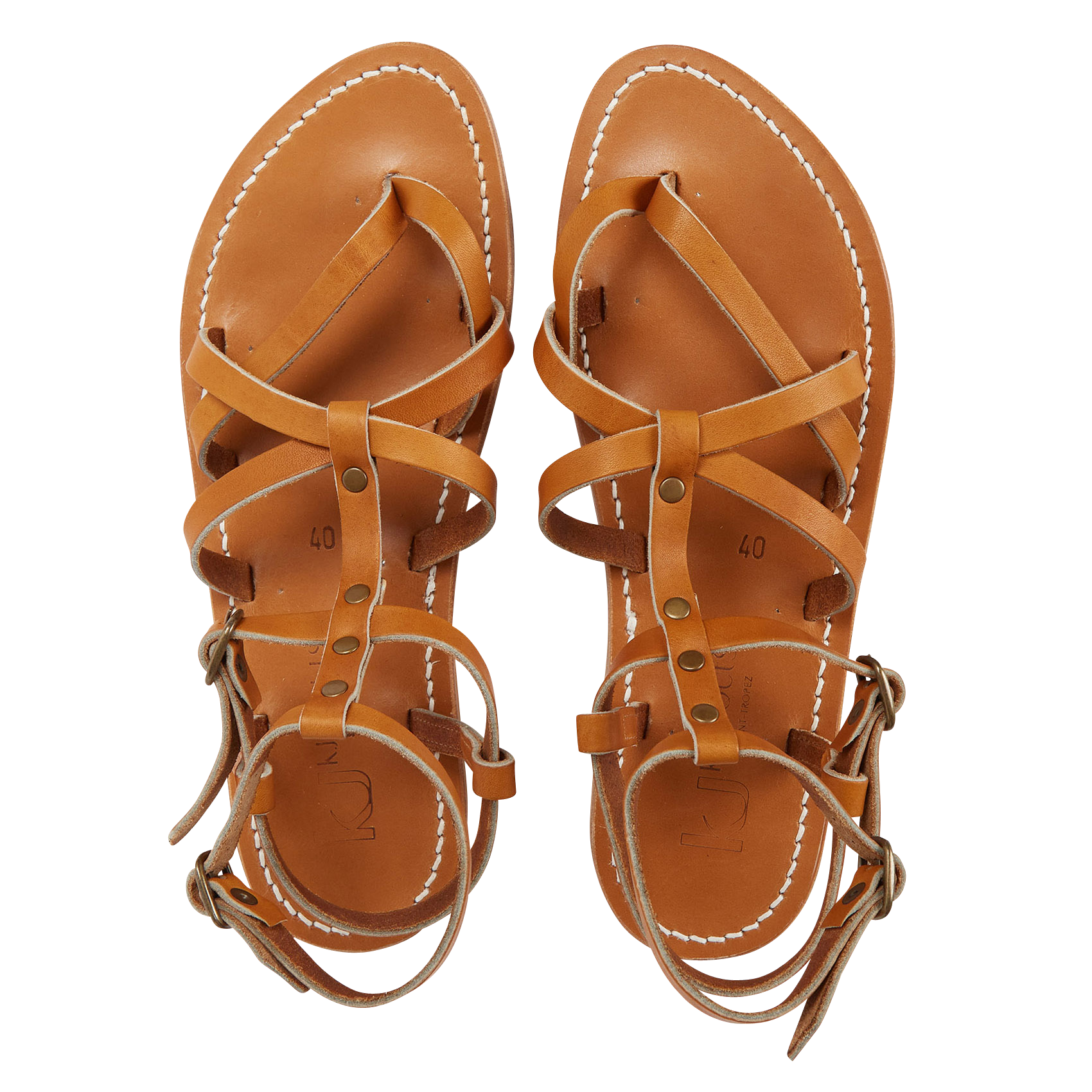 Leather gladiator sandals K JACQUES Brown