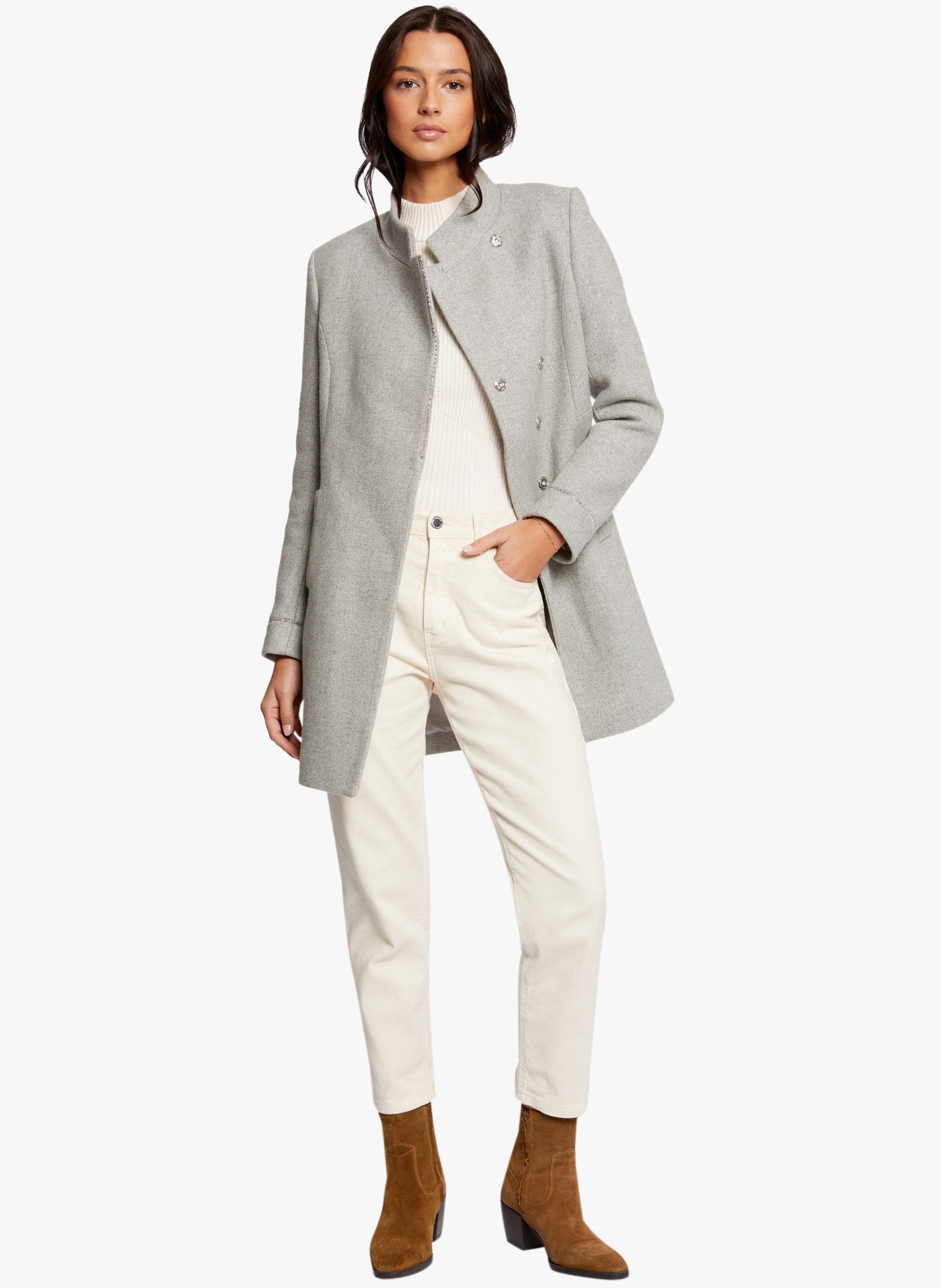 Manteau cintré best sale gris femme