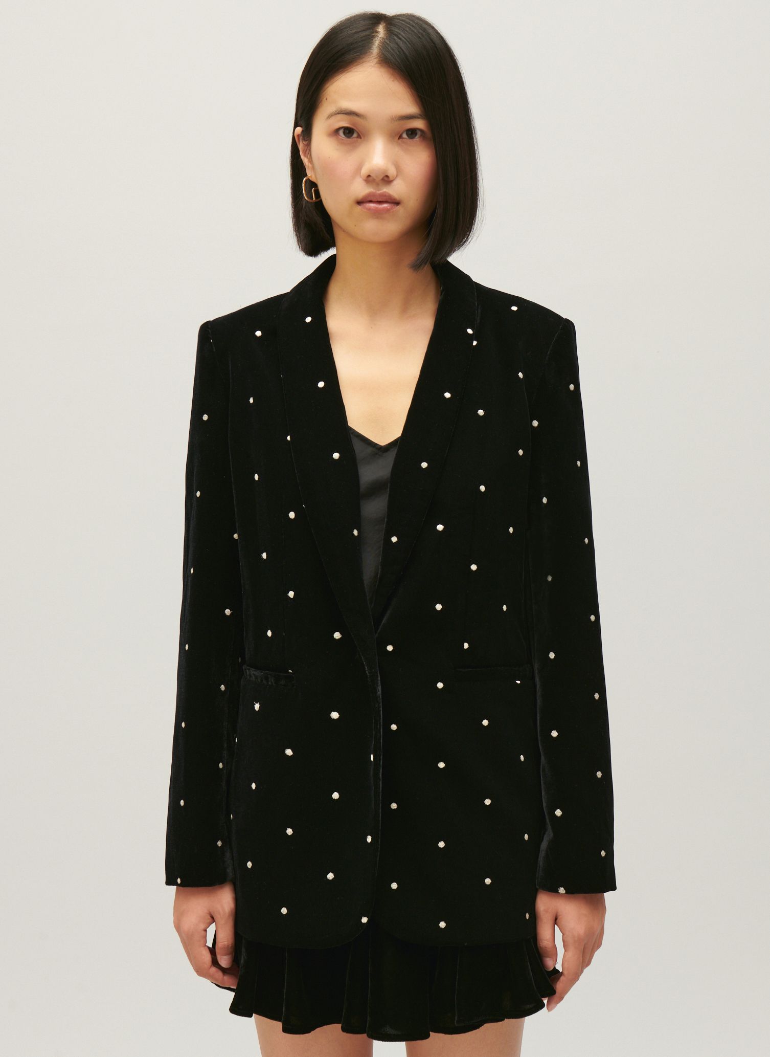 Velvet Tailored Jacket With Studs Bicolore Claudie Pierlot - Women