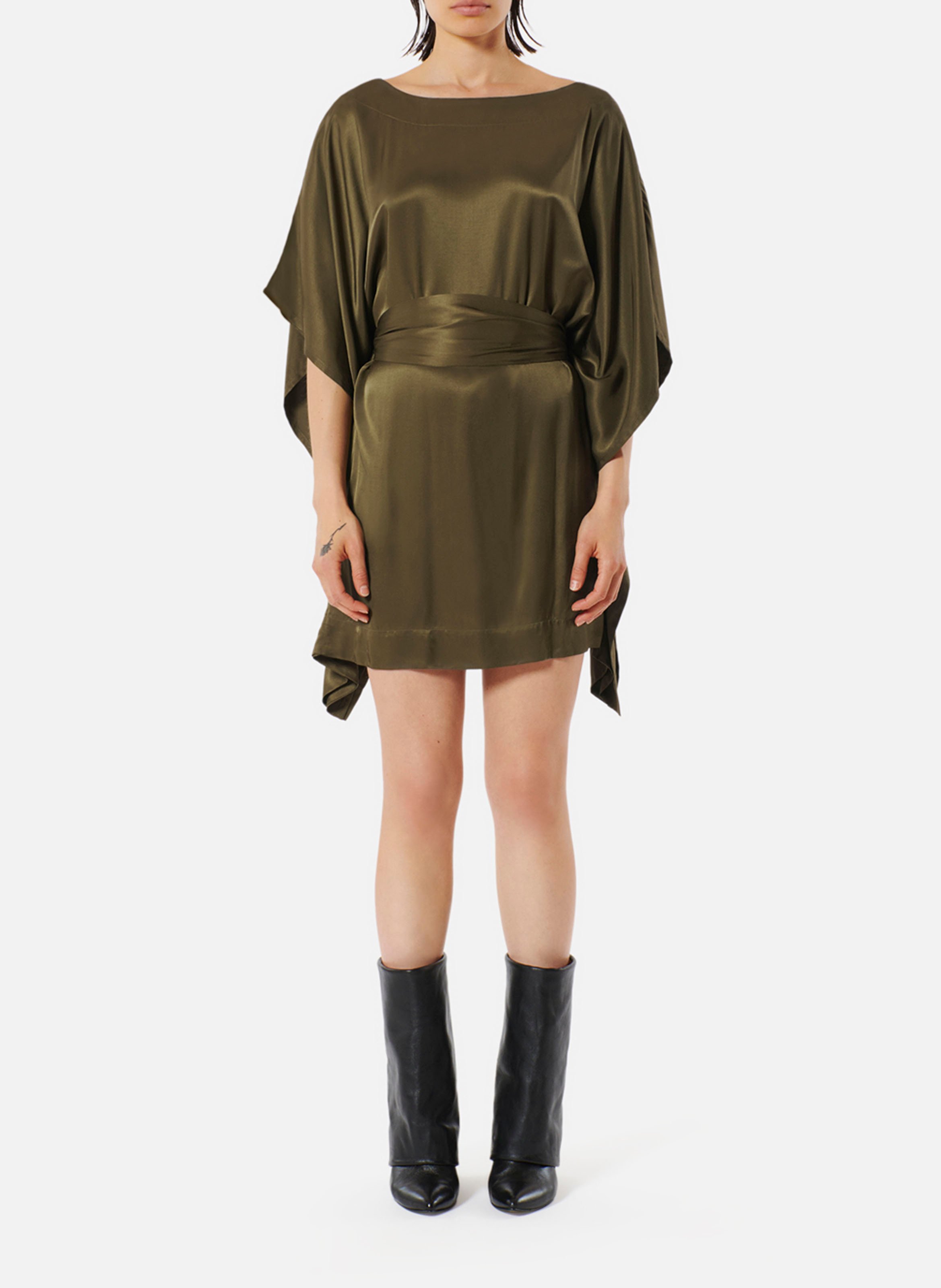 Short boat-neck dress KARMA KOMA Brown