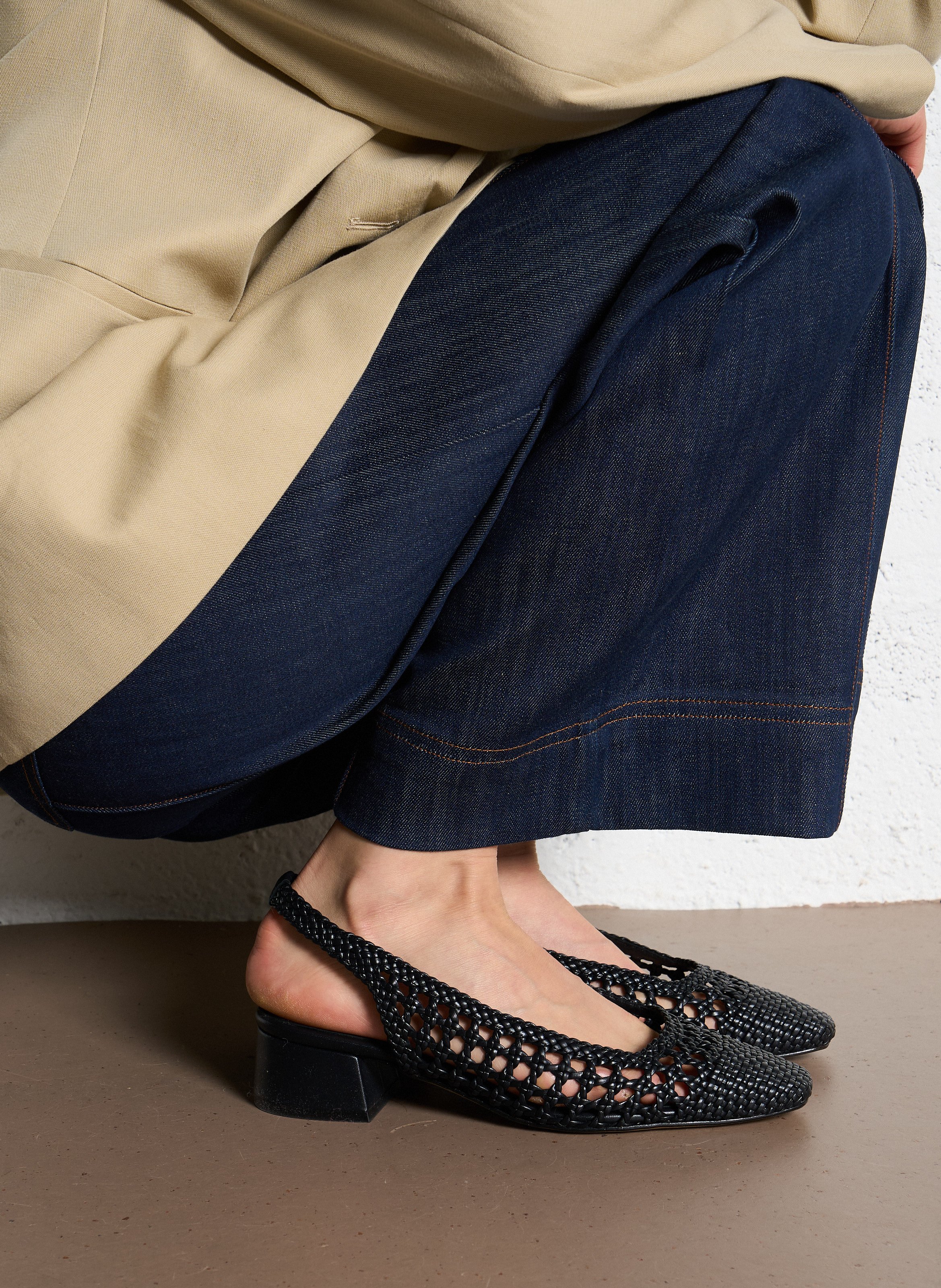 Sandales à talons en cuir tressé - Look 1