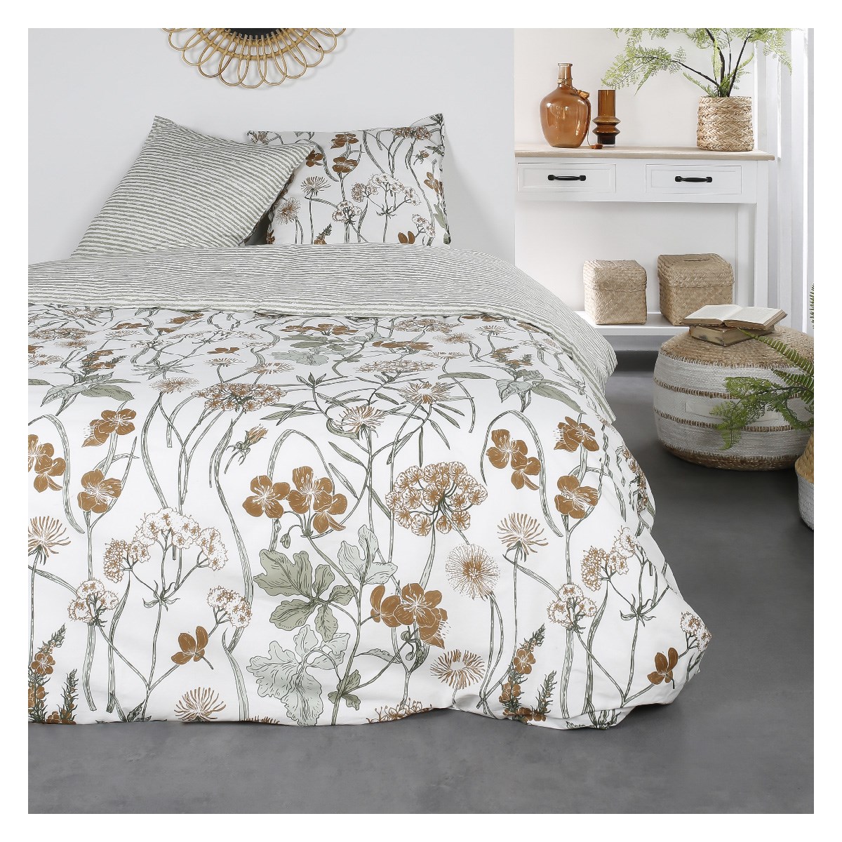 Printed cotton bedding set TODAY LINGE DE MAISON White