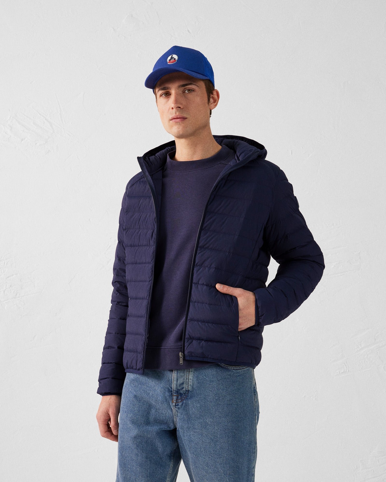 Frantz Stretch Lightweight Hooded Puffer Coat JOTT Blue