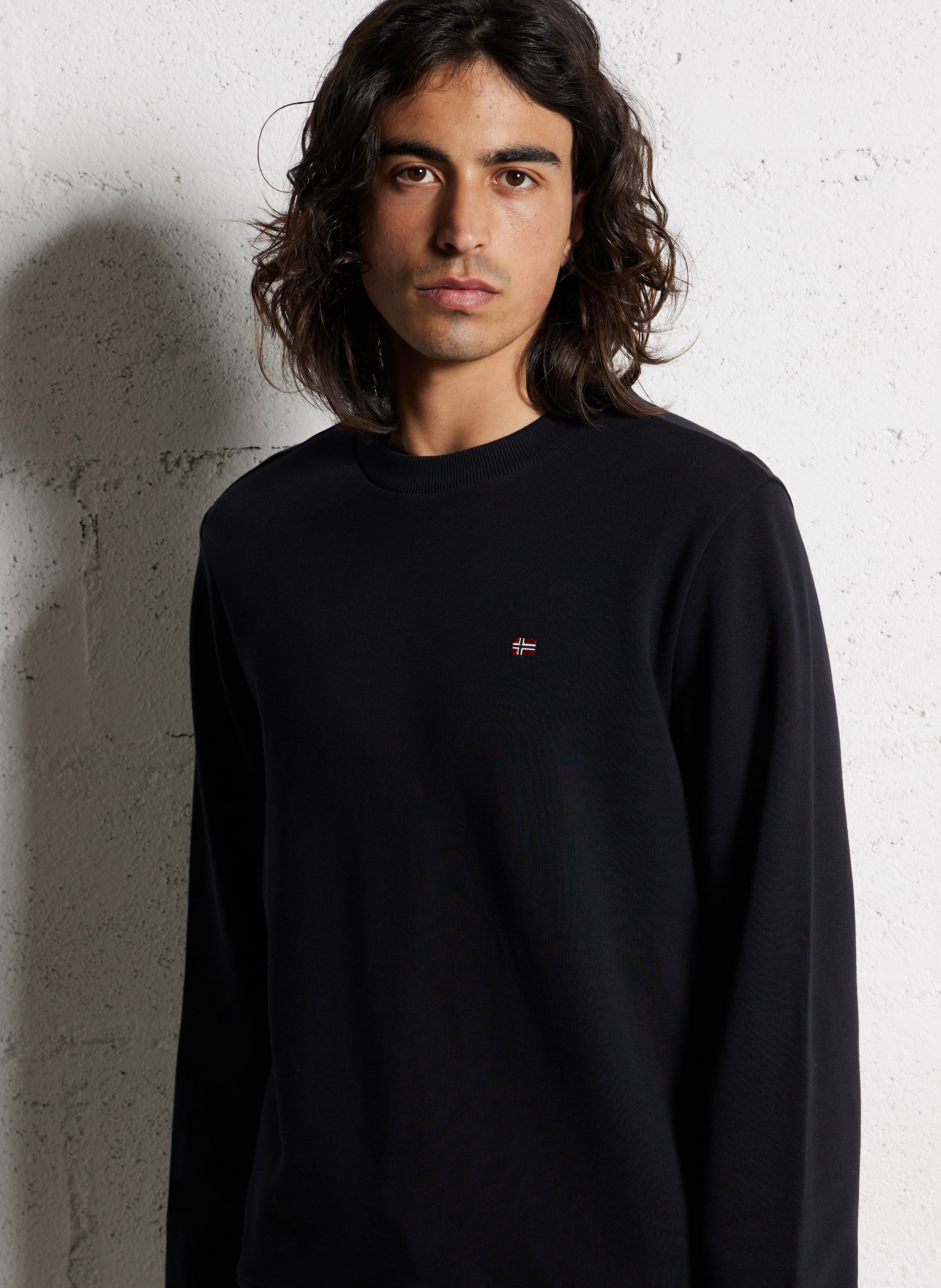 Sweat droit col rond en coton NAPAPIJRI Noir