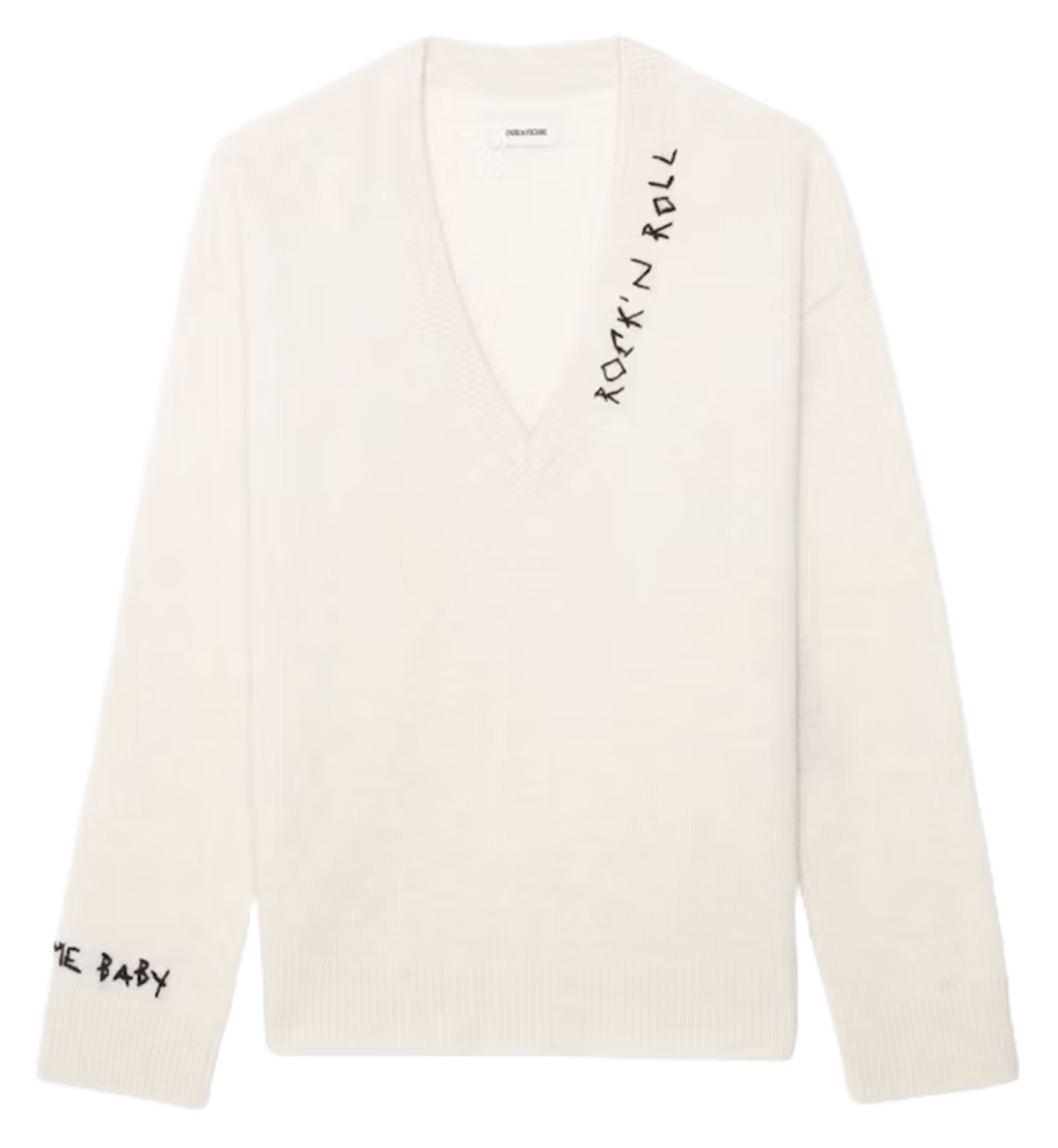 Kasjmier trui met V-hals MIKYZ Ecru