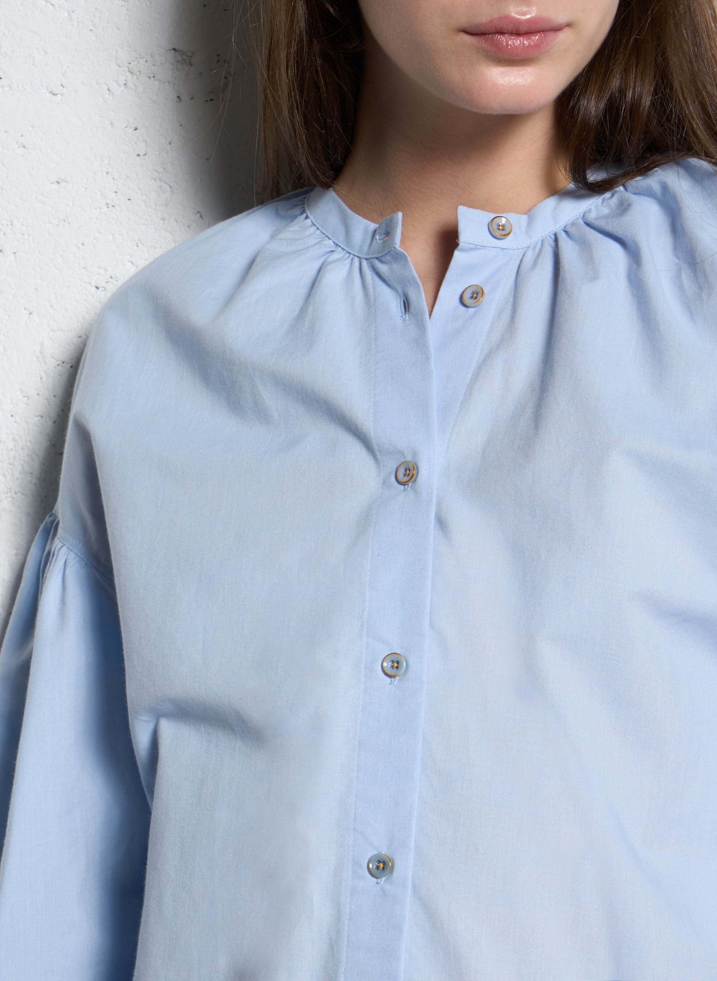 Round-neck cotton blouse TINSELS Blue