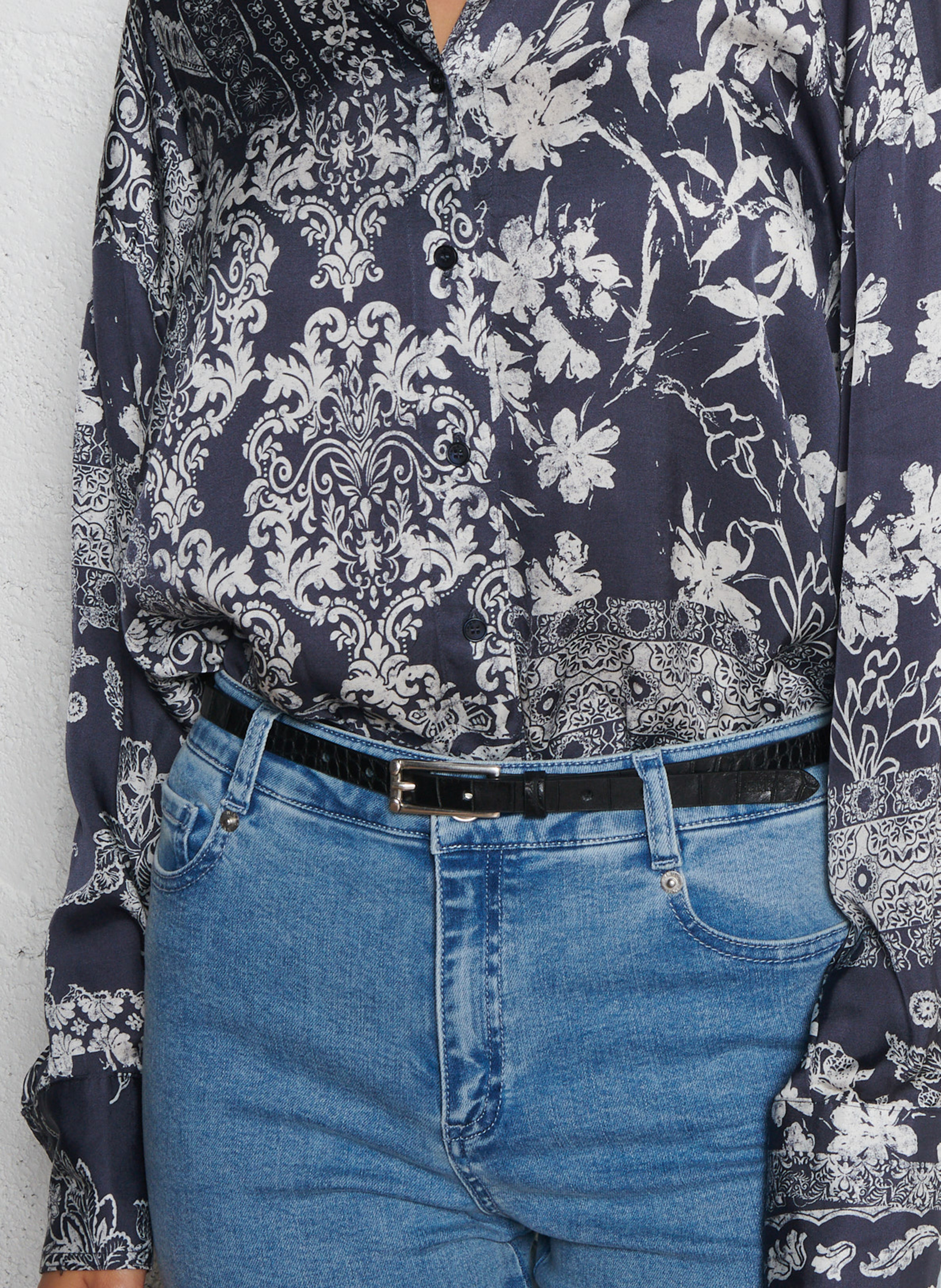 Cracked-effect belt IKKS Black