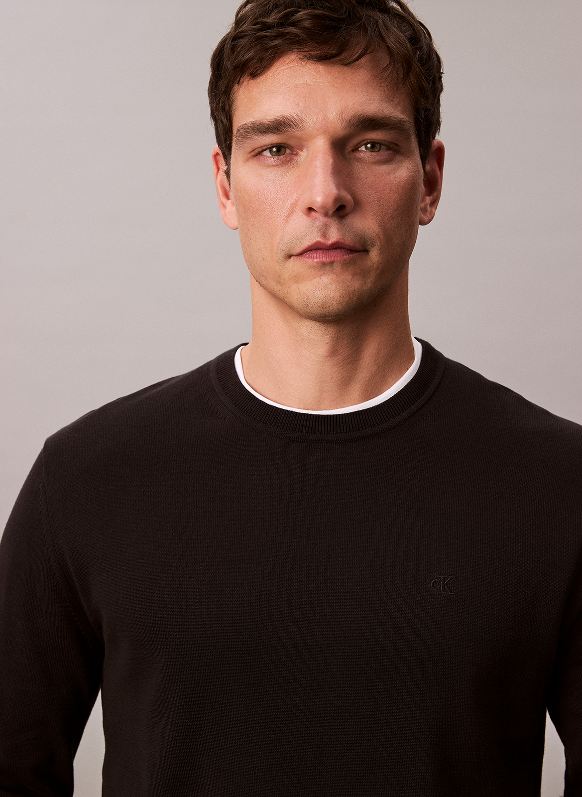 Sweat droit col rond en coton CALVIN KLEIN Noir