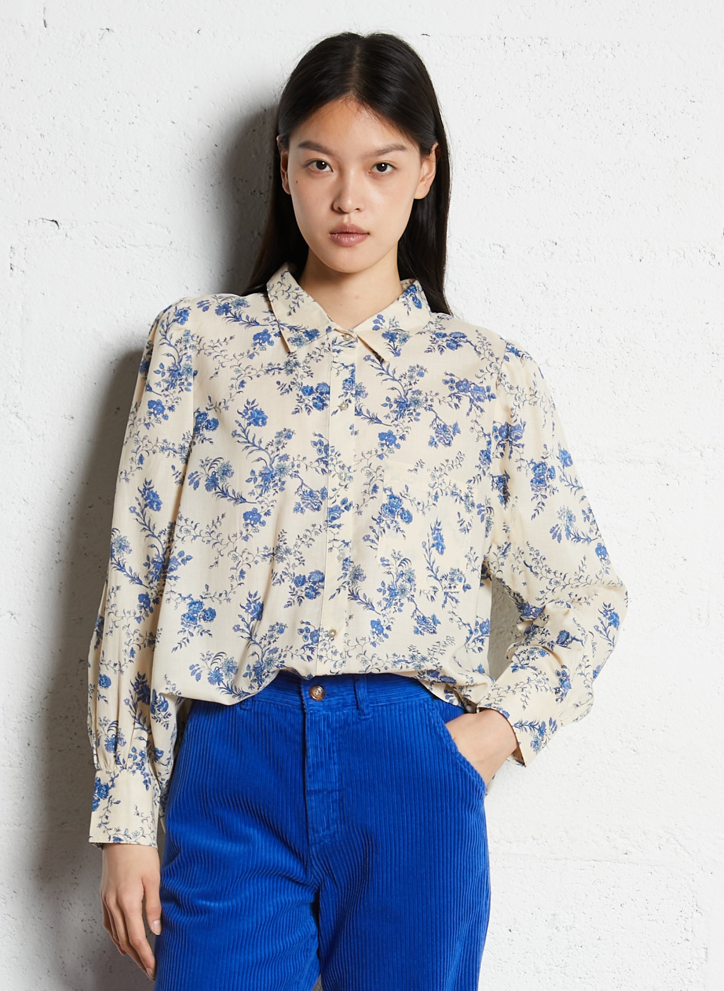 Klassisches Baumwollhemd EMILE ET IDA Blau