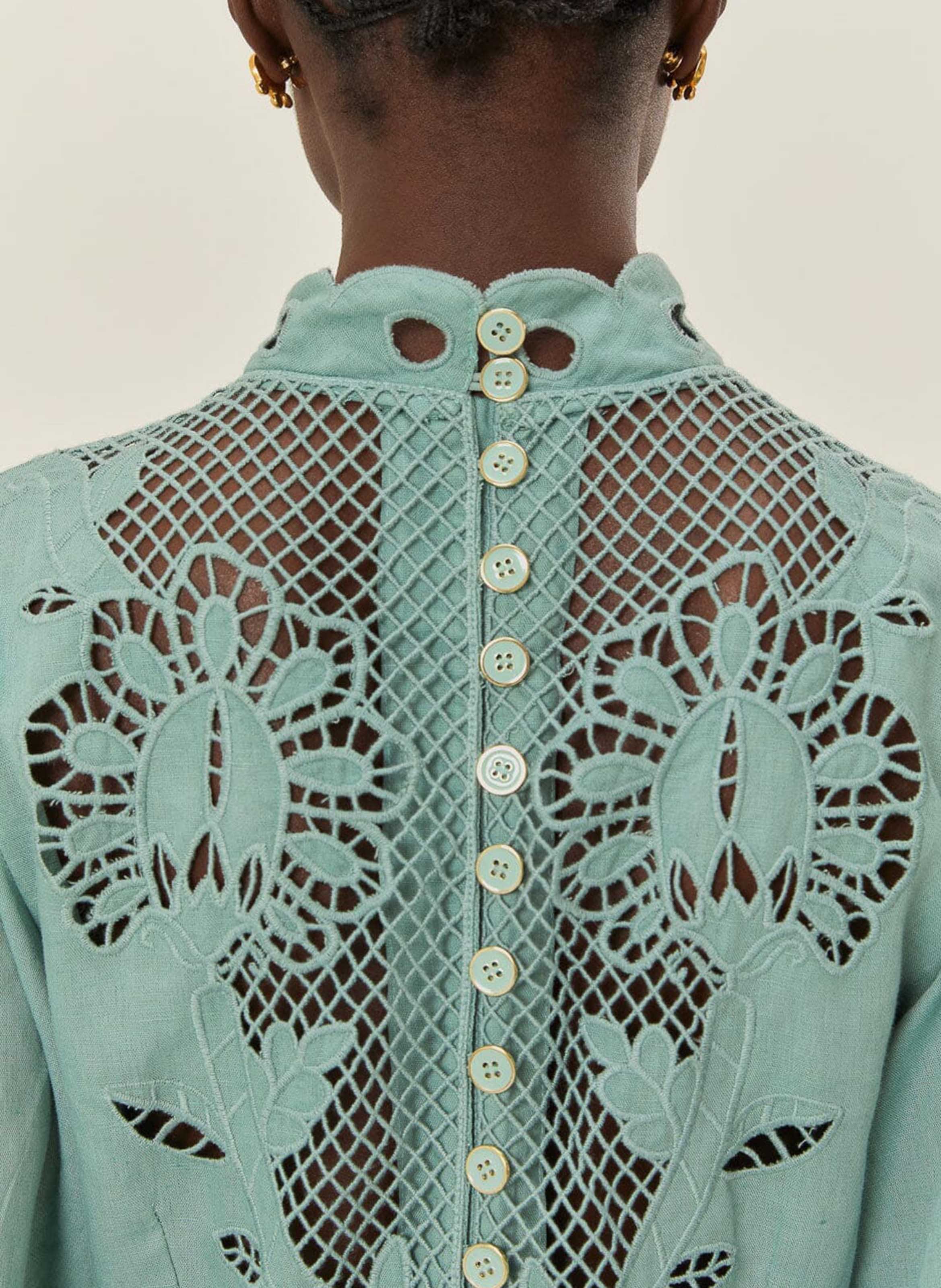 Midi dress with high neck in broderie anglaise FARM RIO Multicolored