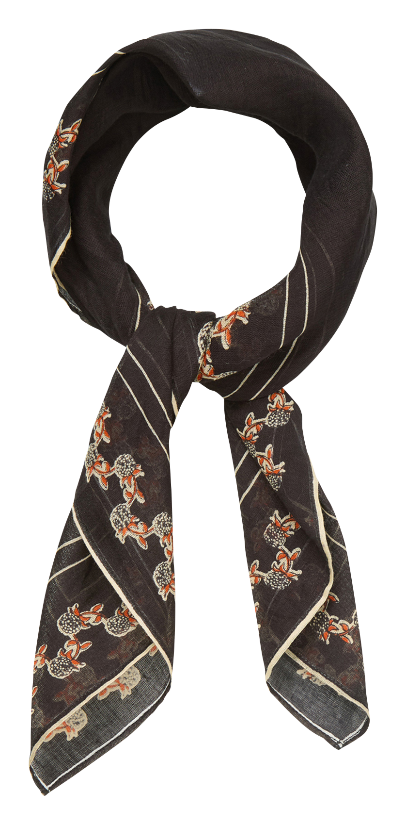 Vierkante sjaal met motieven van katoen BECKSONDERGAARD Zwart