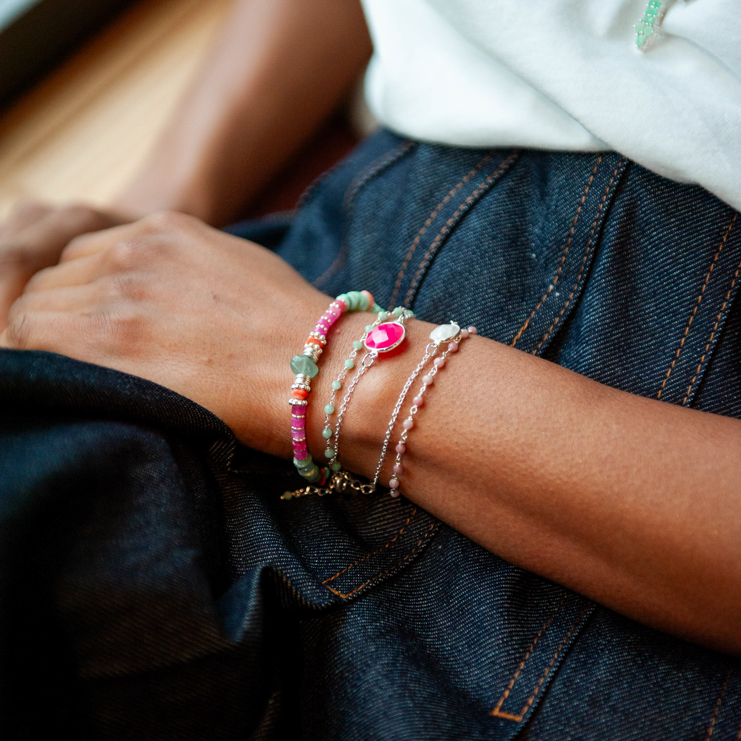 Heishi Bracelet - Flora L'ATELIER DES DAMES Silver