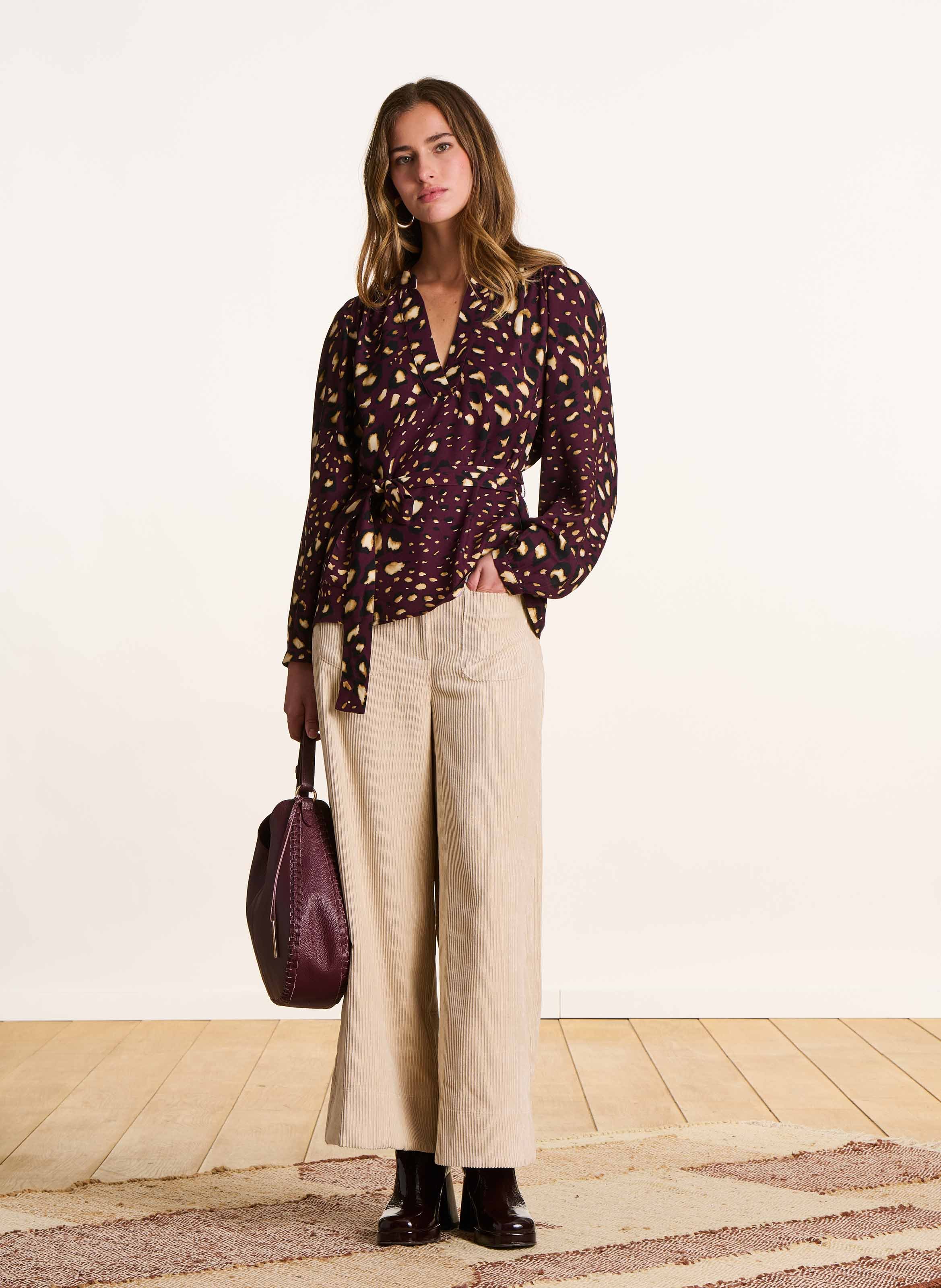 Blouse col tunisien imprimée  LA FEE MARABOUTEE Rouge