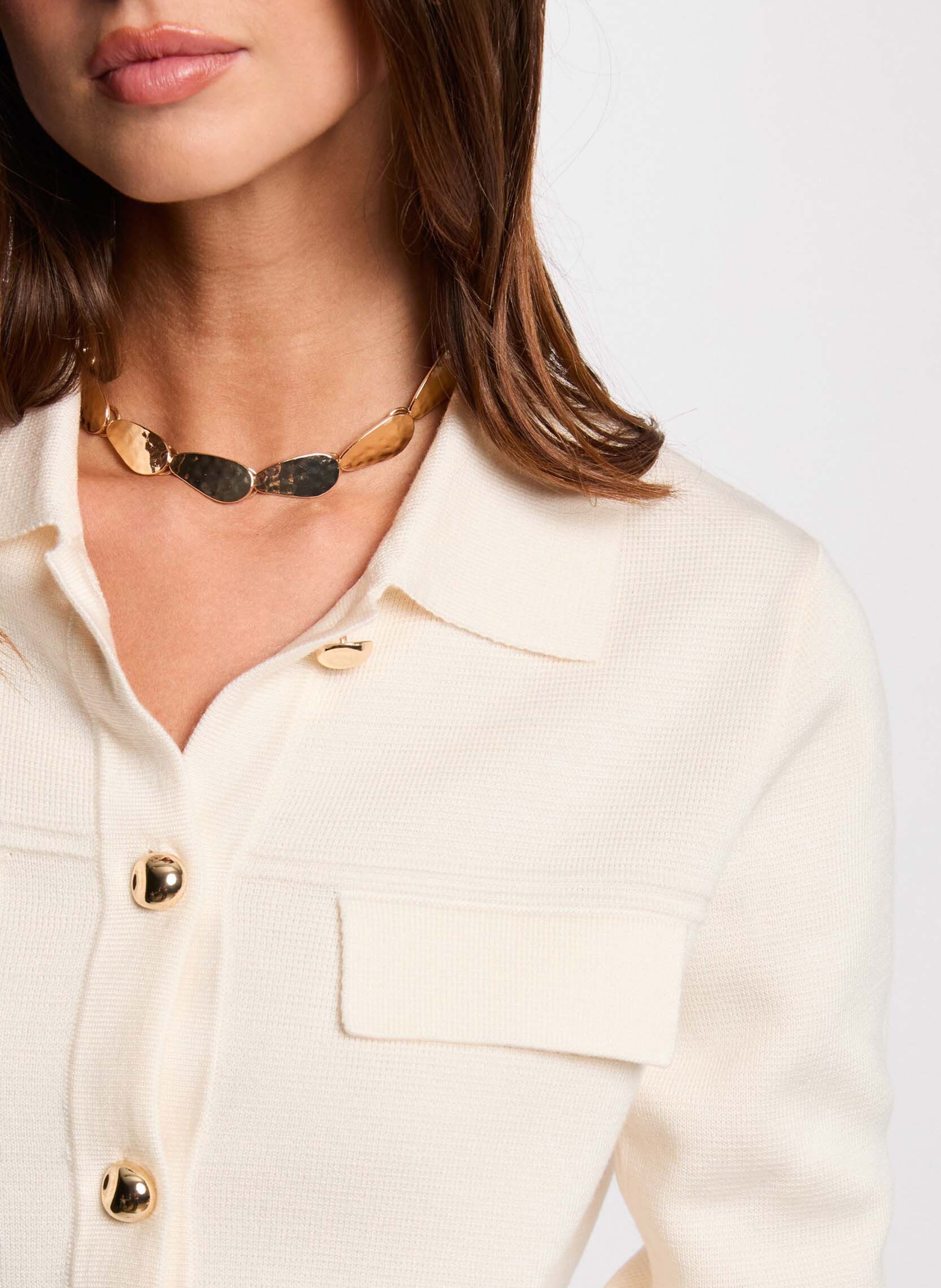 Strickjacke mit klassischem Kragen MORGAN Beige