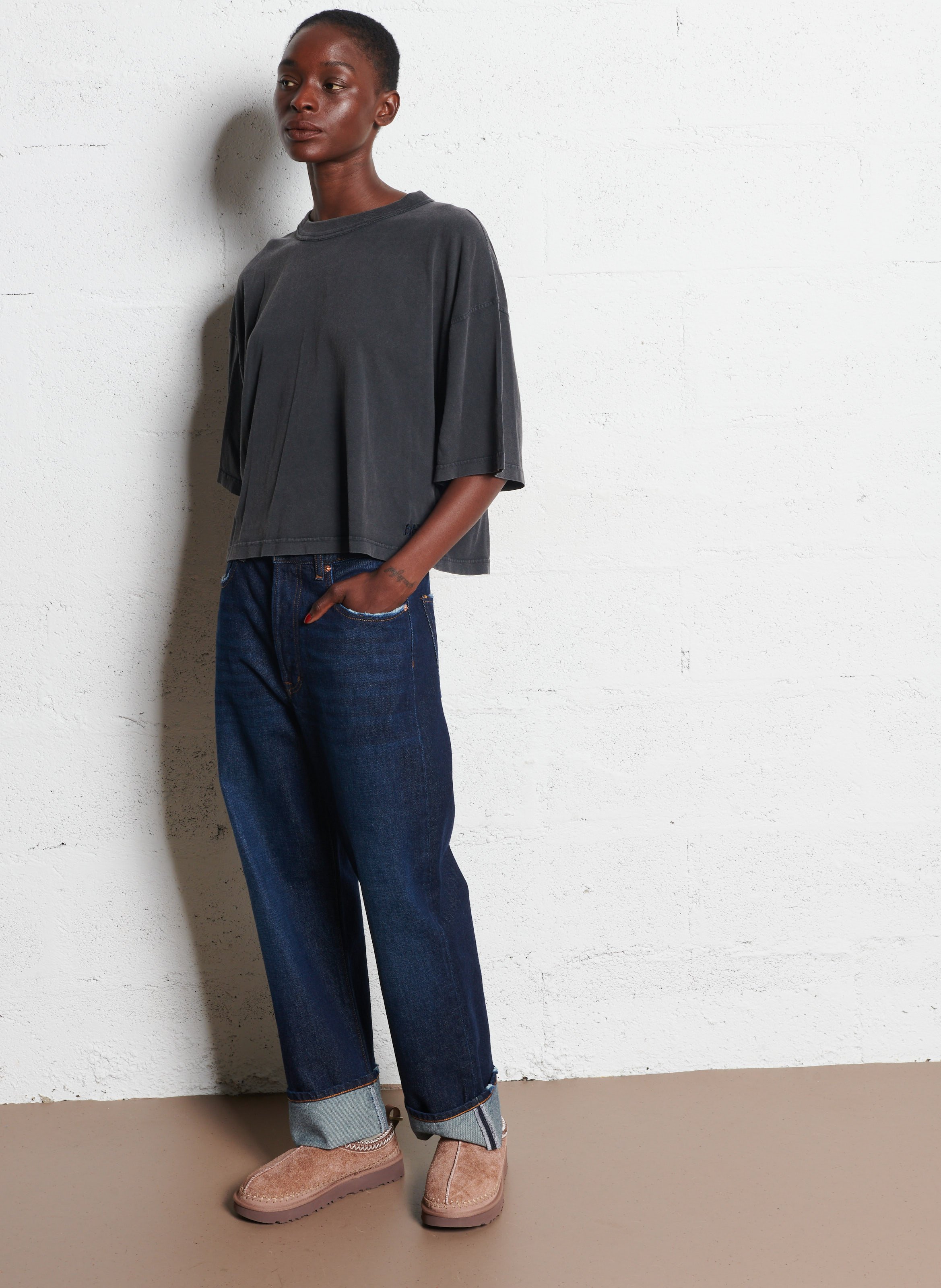 Round neck cotton T-shirt BELLEROSE Black