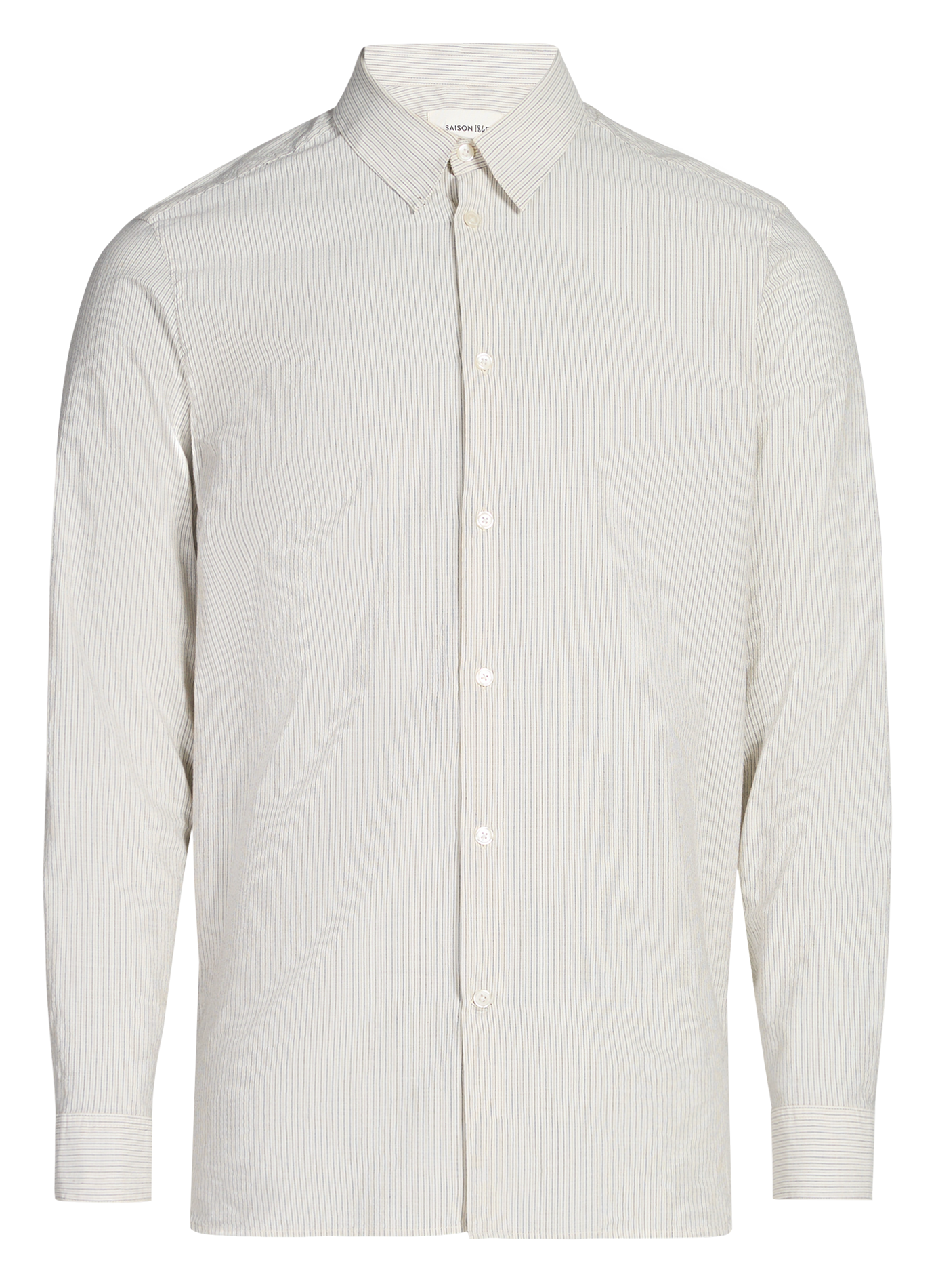 Straight-cut striped cotton shirt with classic collar SAISON 1865 Beige