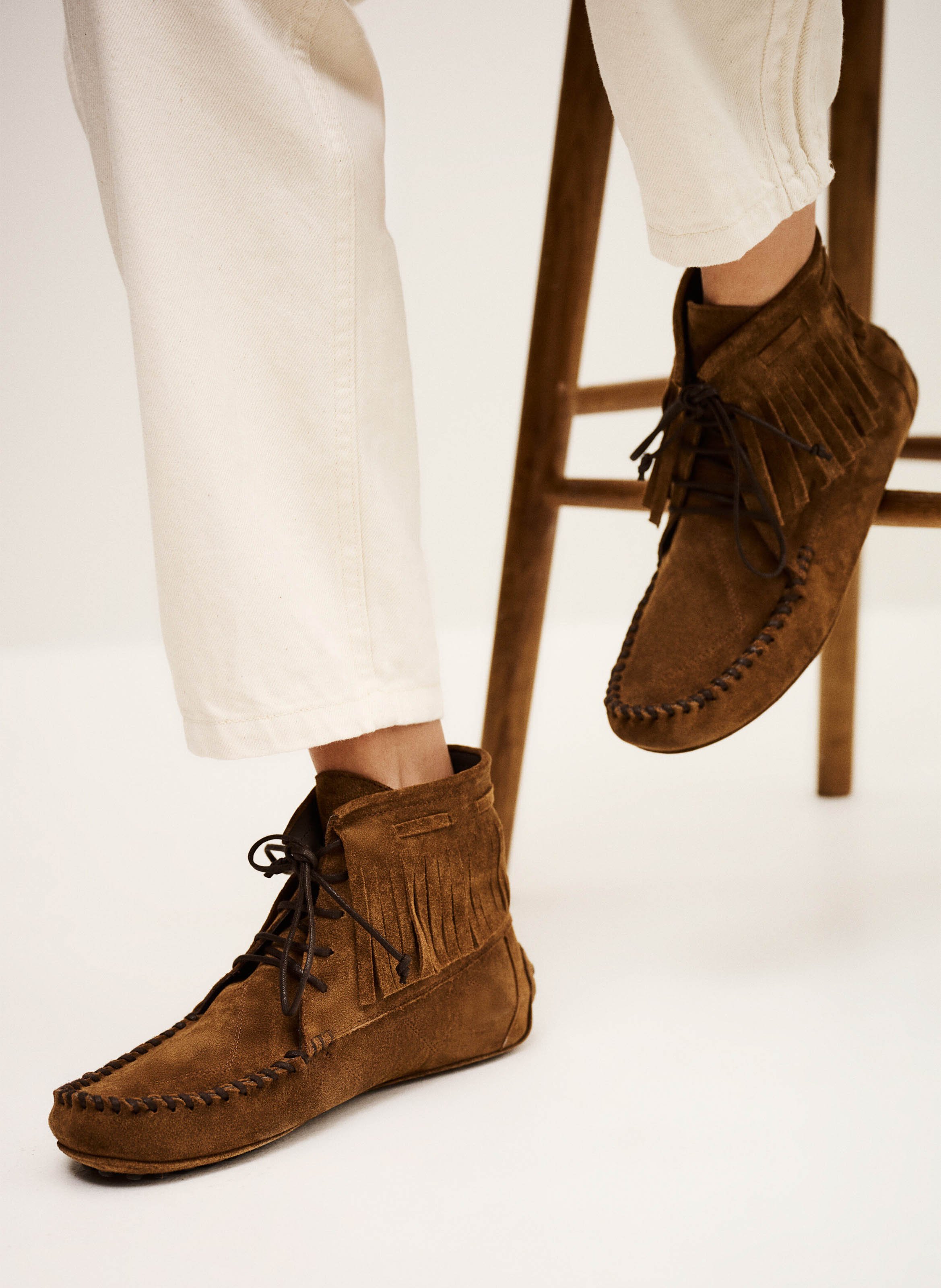 Bottines à lacets en cuir BA&SH Brown