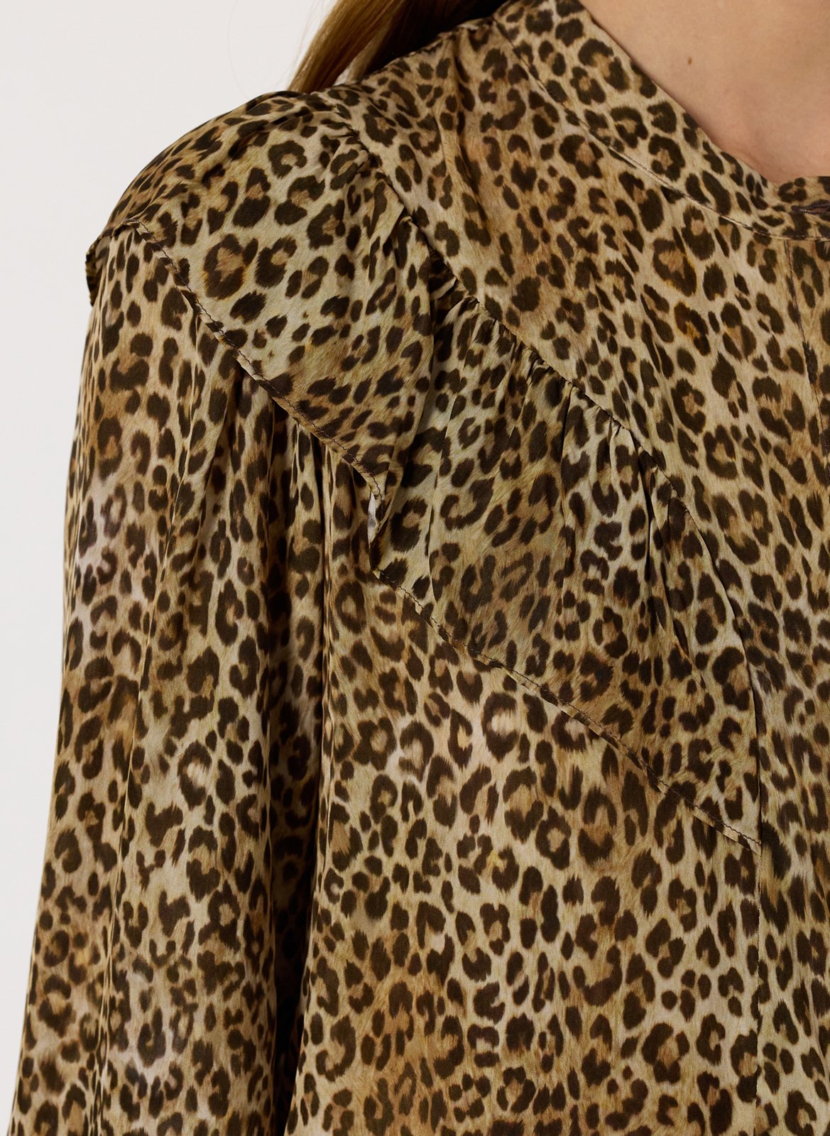 Ruffled leopard print blouse GERARD DAREL Brown
