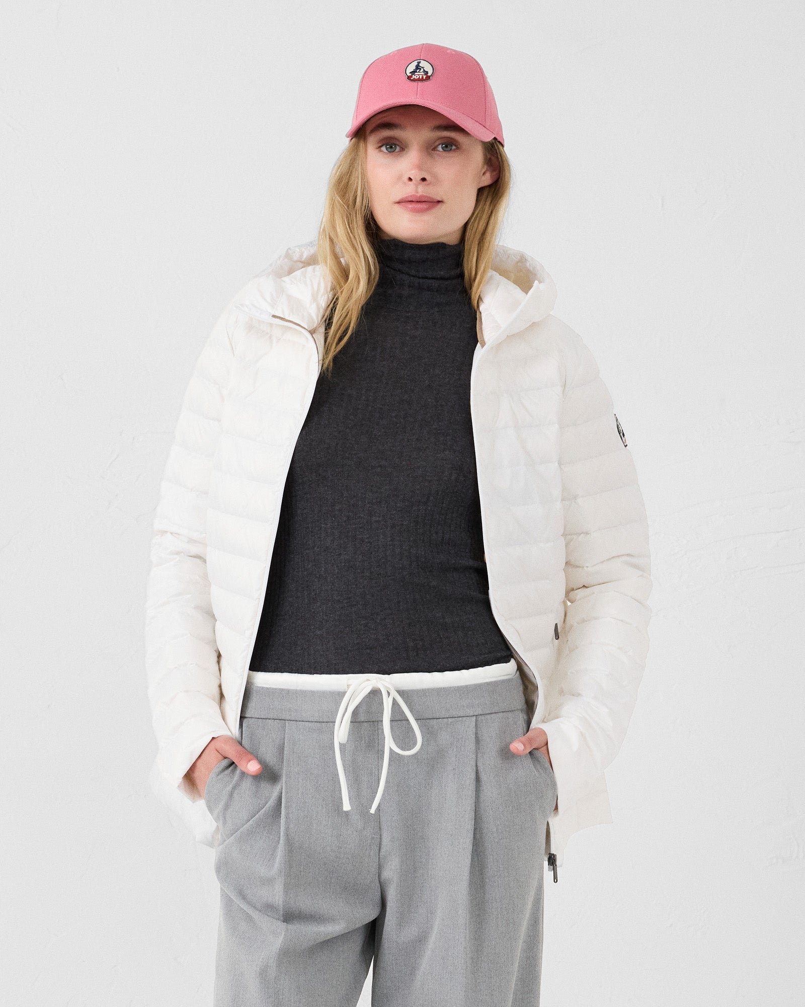 Mid-length puffer jacket Claudie JOTT White