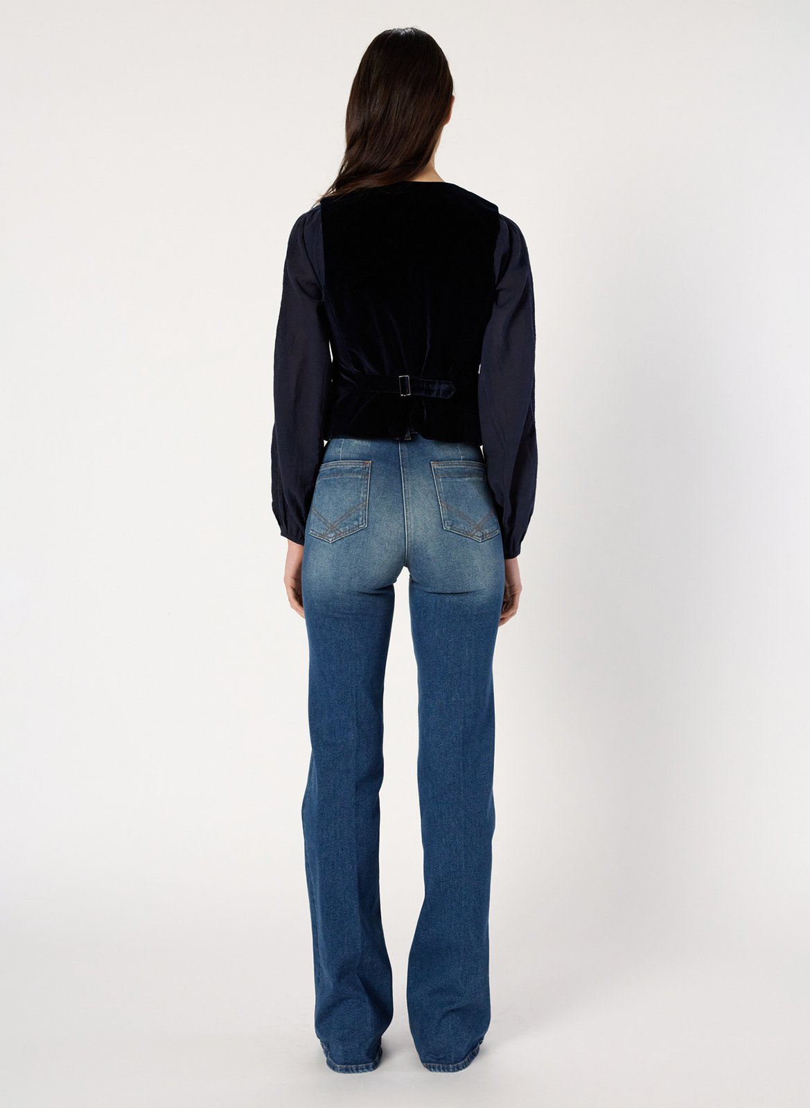 Straight cotton-blend V-neck cardigan GERARD DAREL Blue