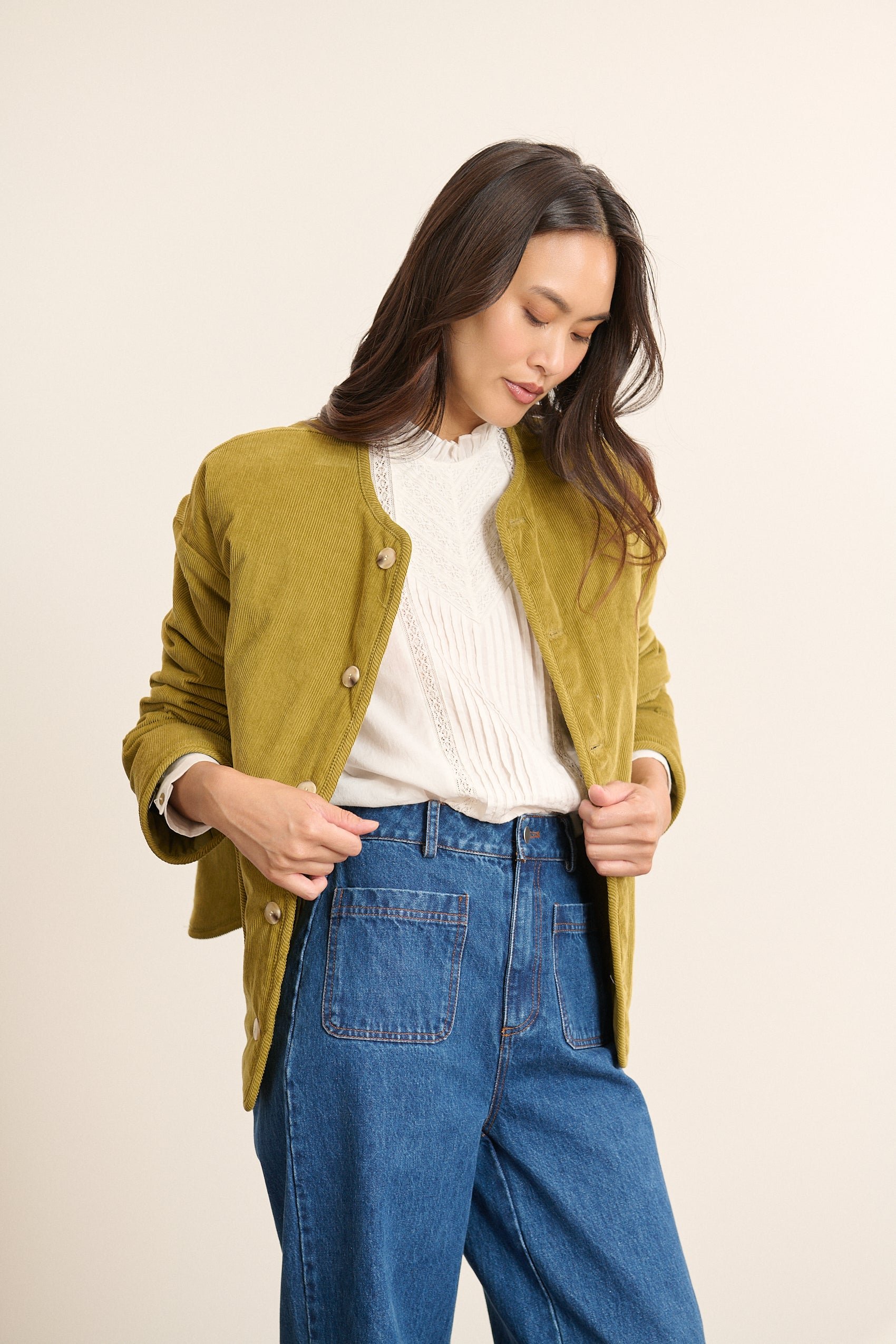 Reversible corduroy jacket GARANCE PARIS Green