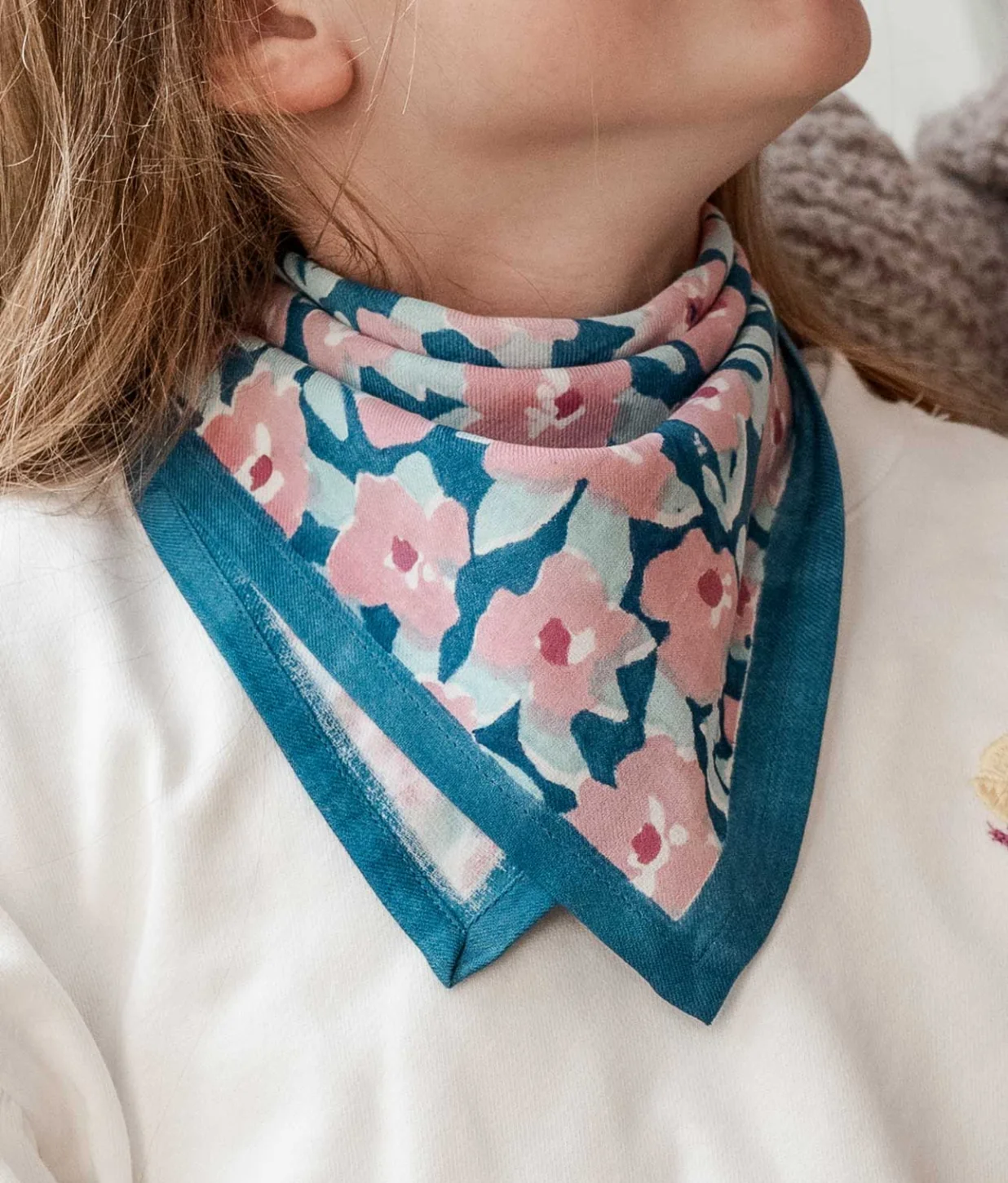 Child&#039;s cotton printed posy scarf BINDI ATELIER Blue