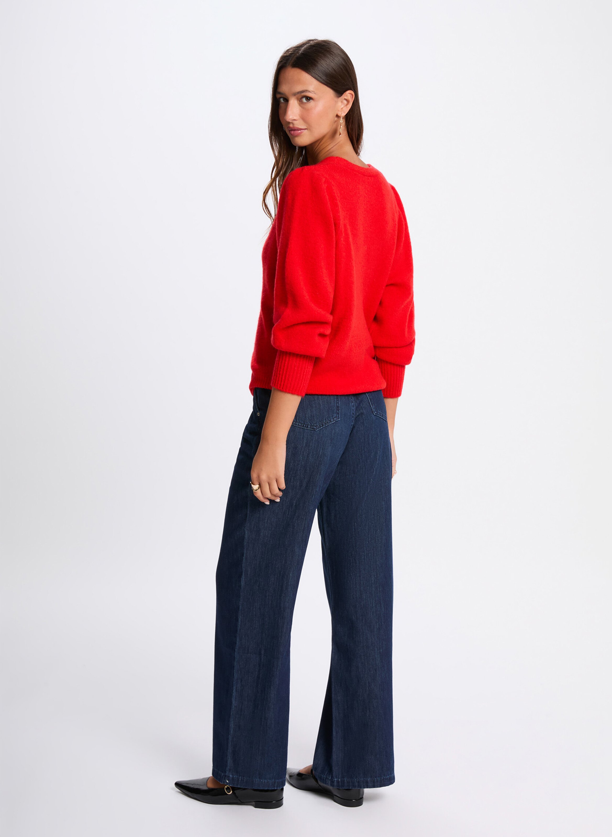 Straight V-neck vest MORGAN Red