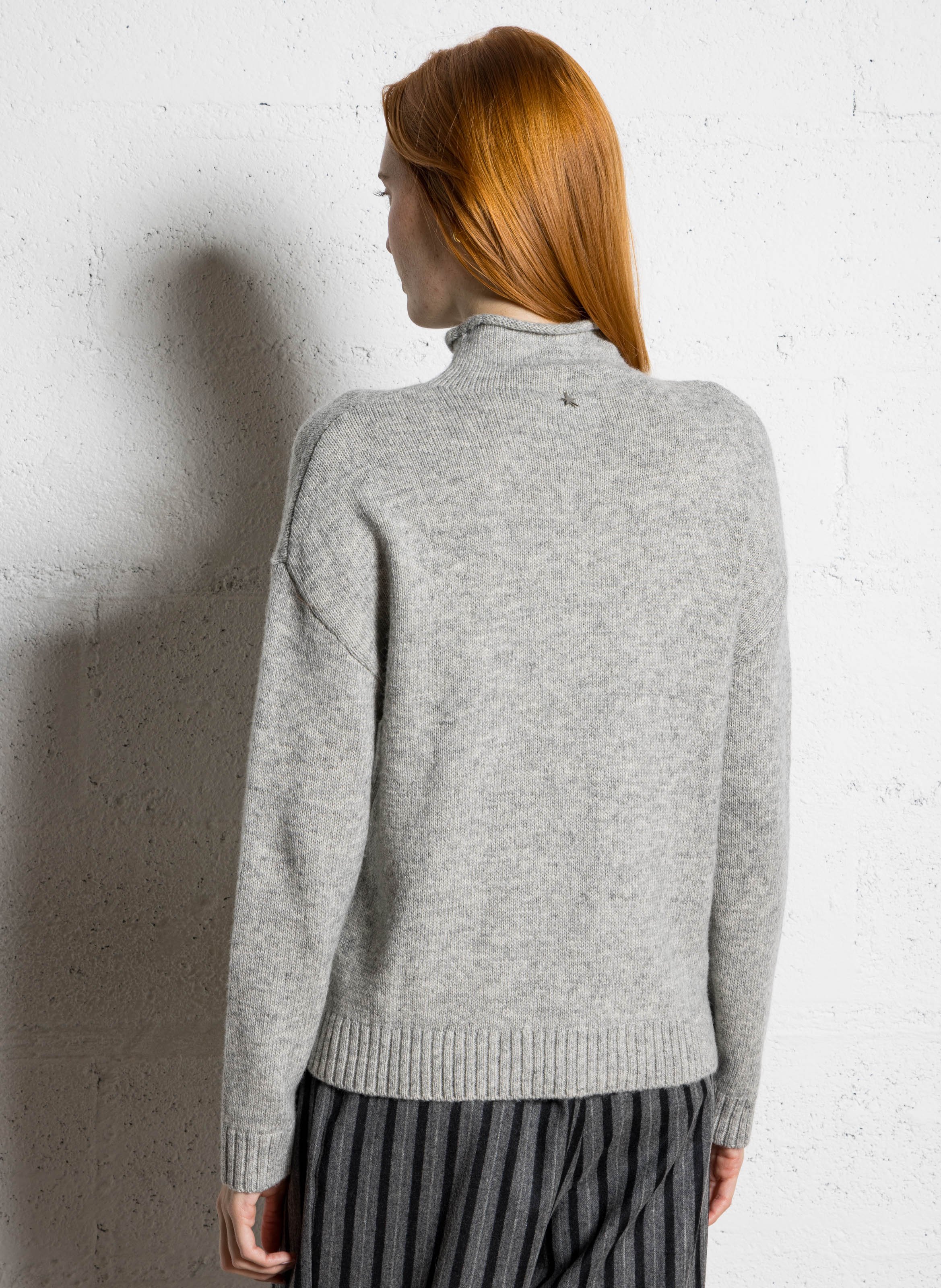Pull oversize col montant en coton mélangé SUD EXPRESS Gris