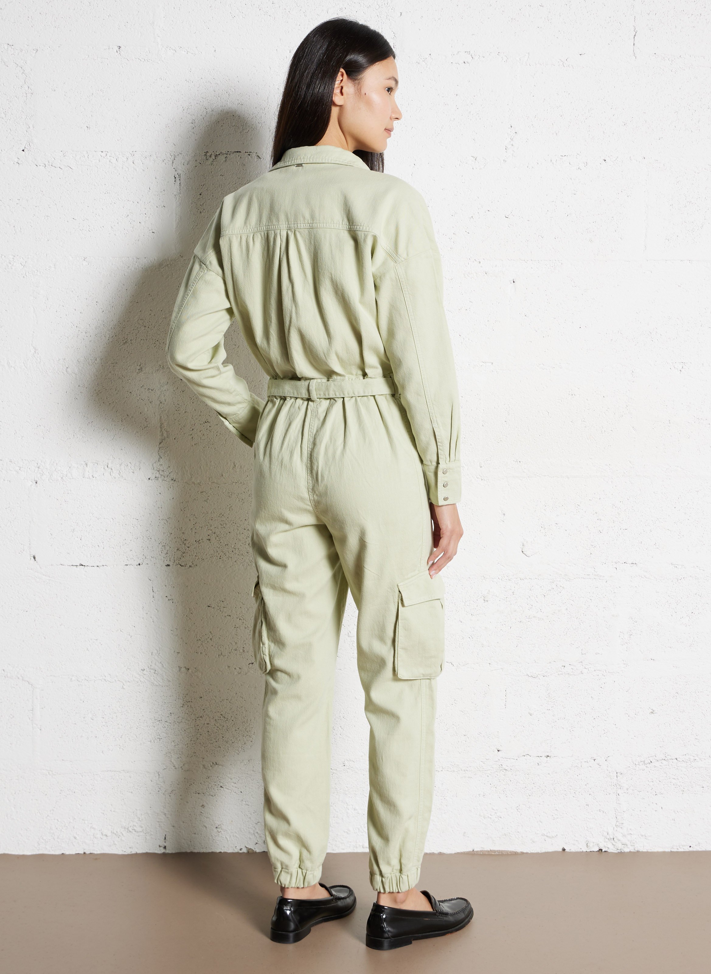 Cotton jumpsuit with classic collar IKKS Green