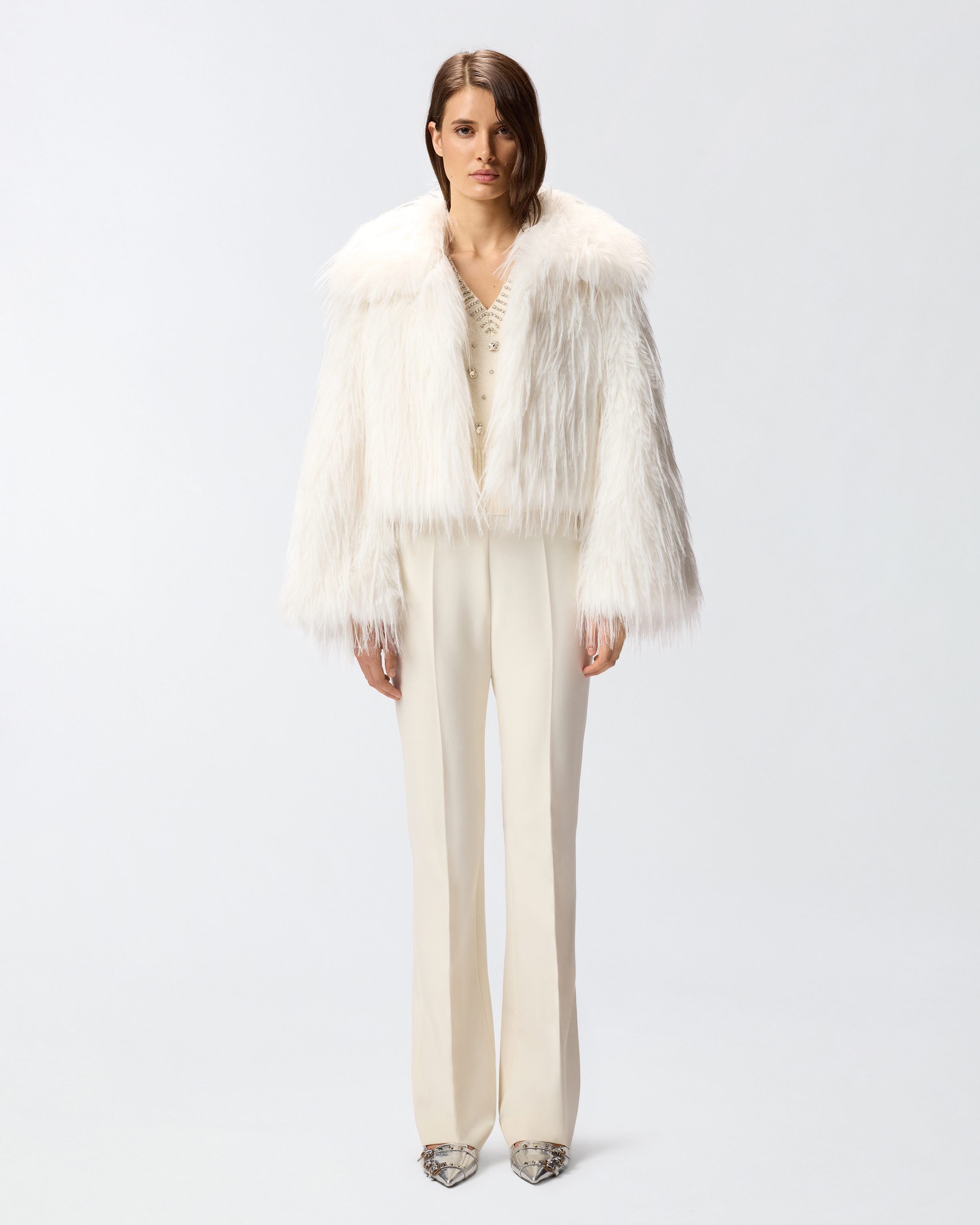 Faux fur coat PINKO White