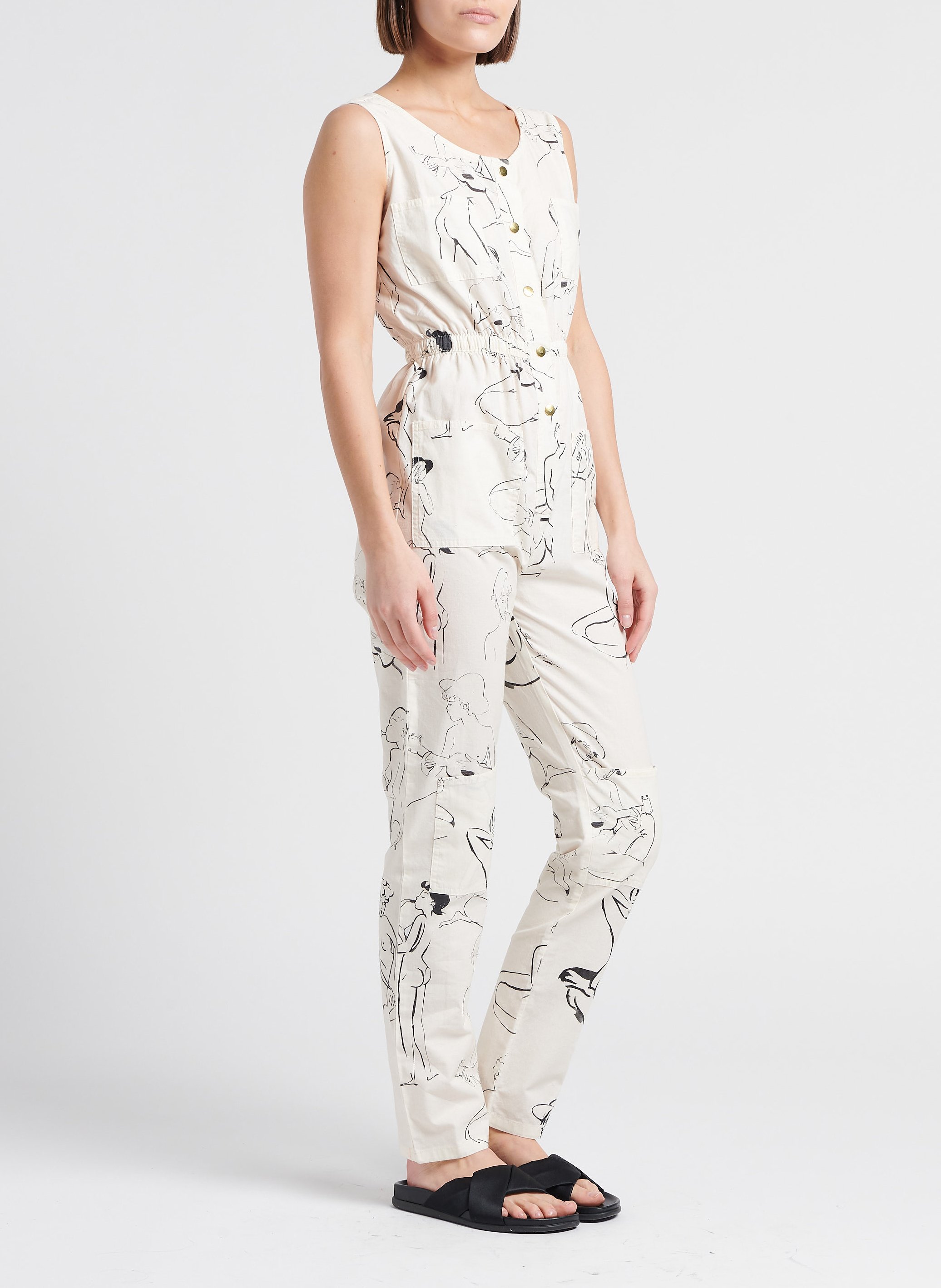 Combinaison col rond imprimée en coton G.KERO Multicolore