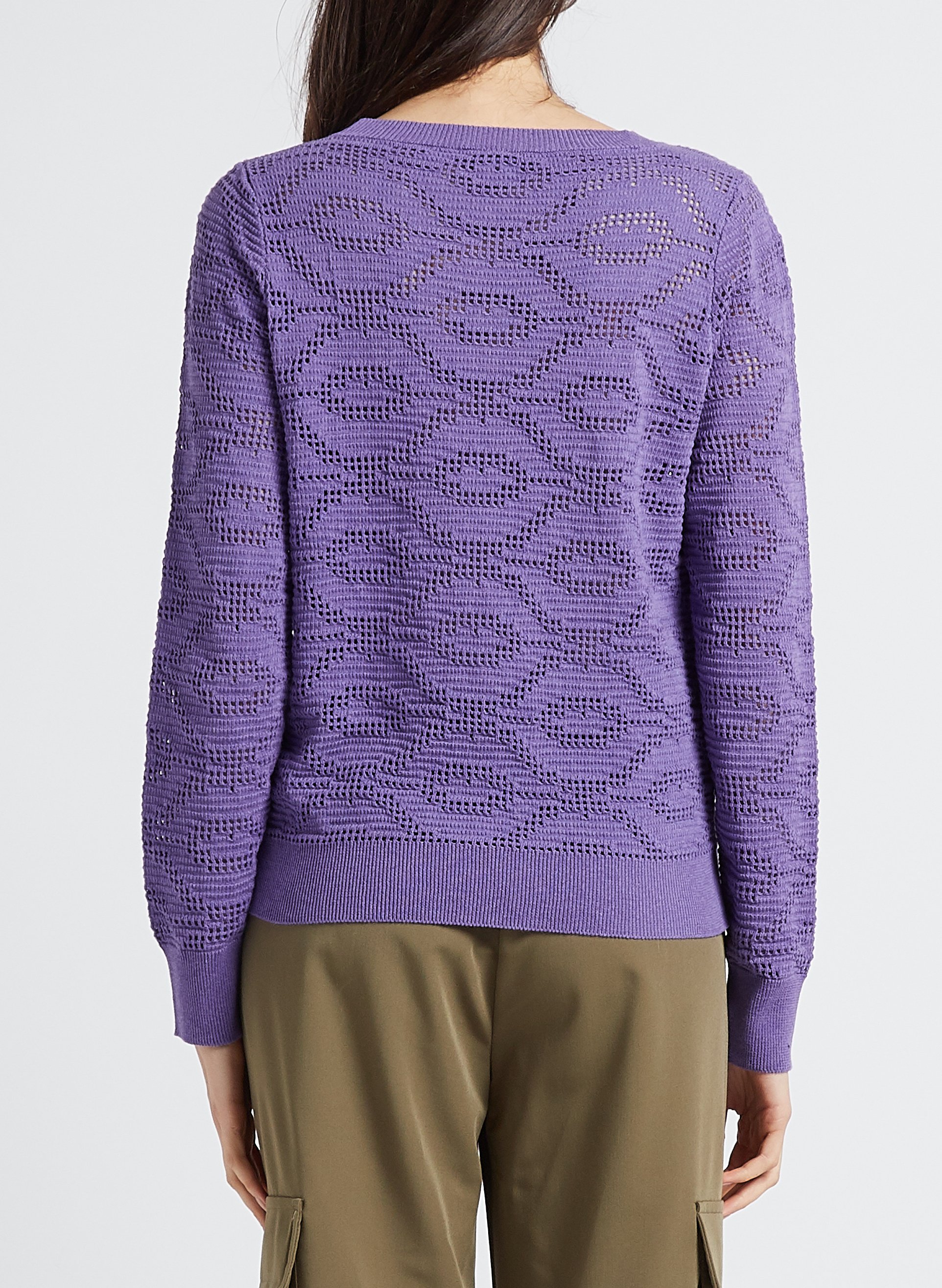 Pull col rond ajouré en coton mélangé LA PETITE FRANCAISE Violet
