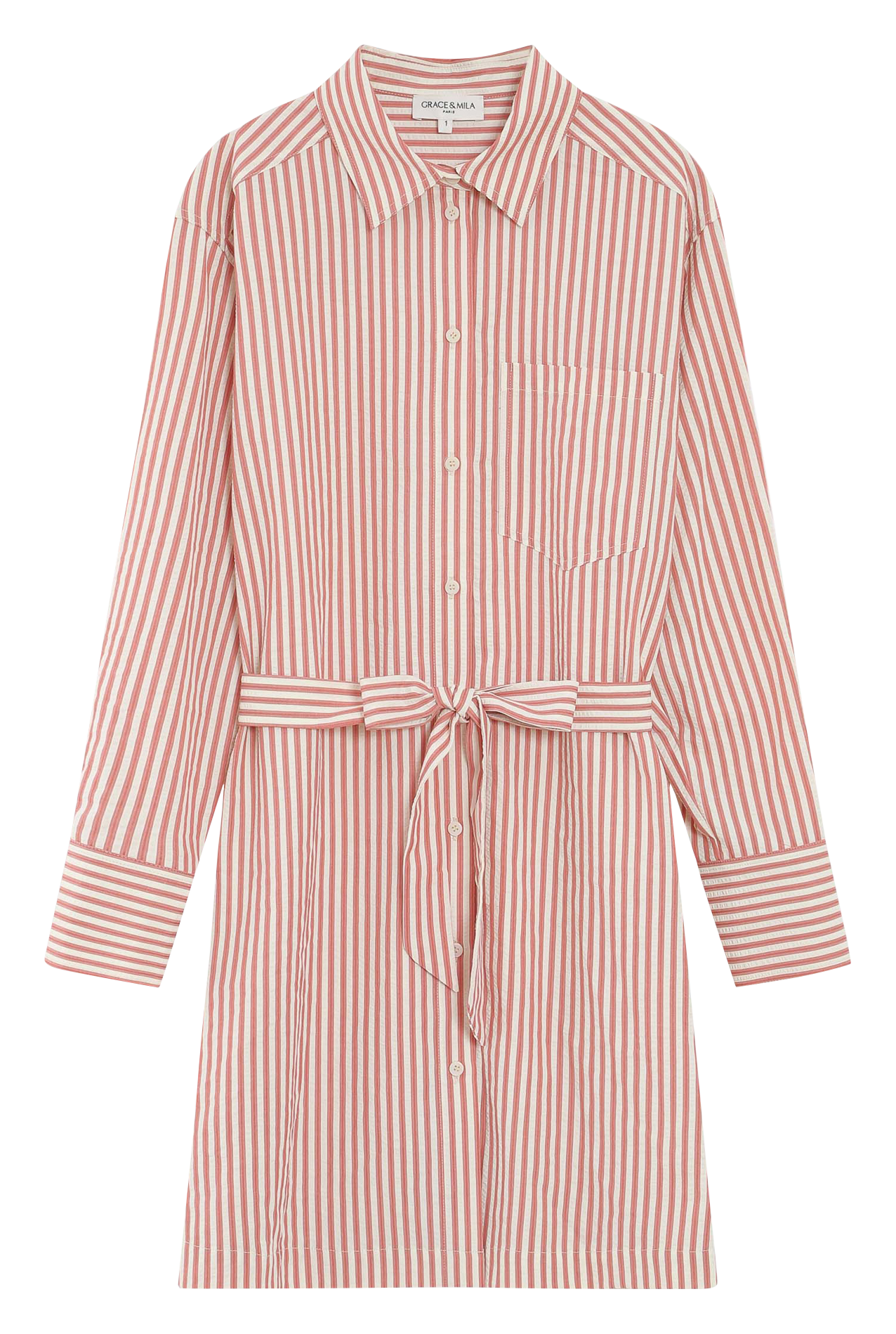 Robe courte col classique en coton mélangé GRACE ET MILA Rose