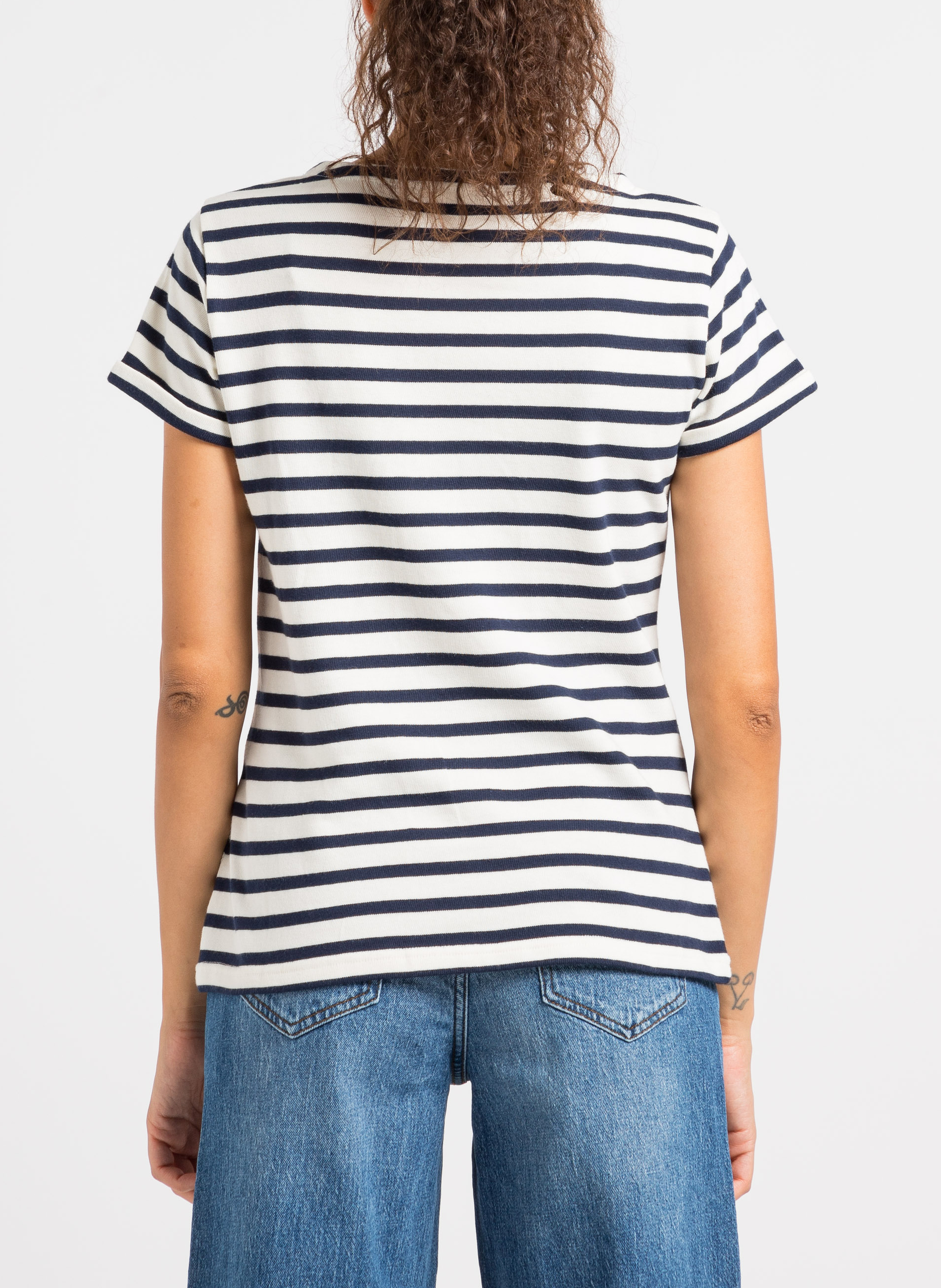 T-shirt van biokatoen met ronde hals MAISON LABICHE Wit