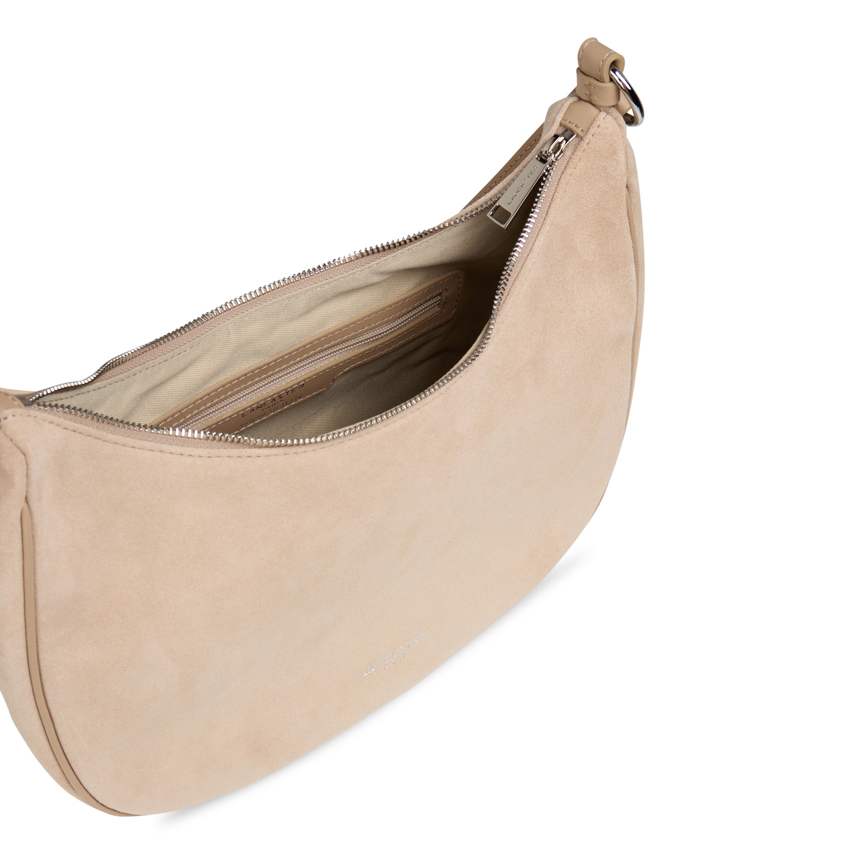 Buideltas van getextureerd leer met veters LANCASTER PARIS Beige