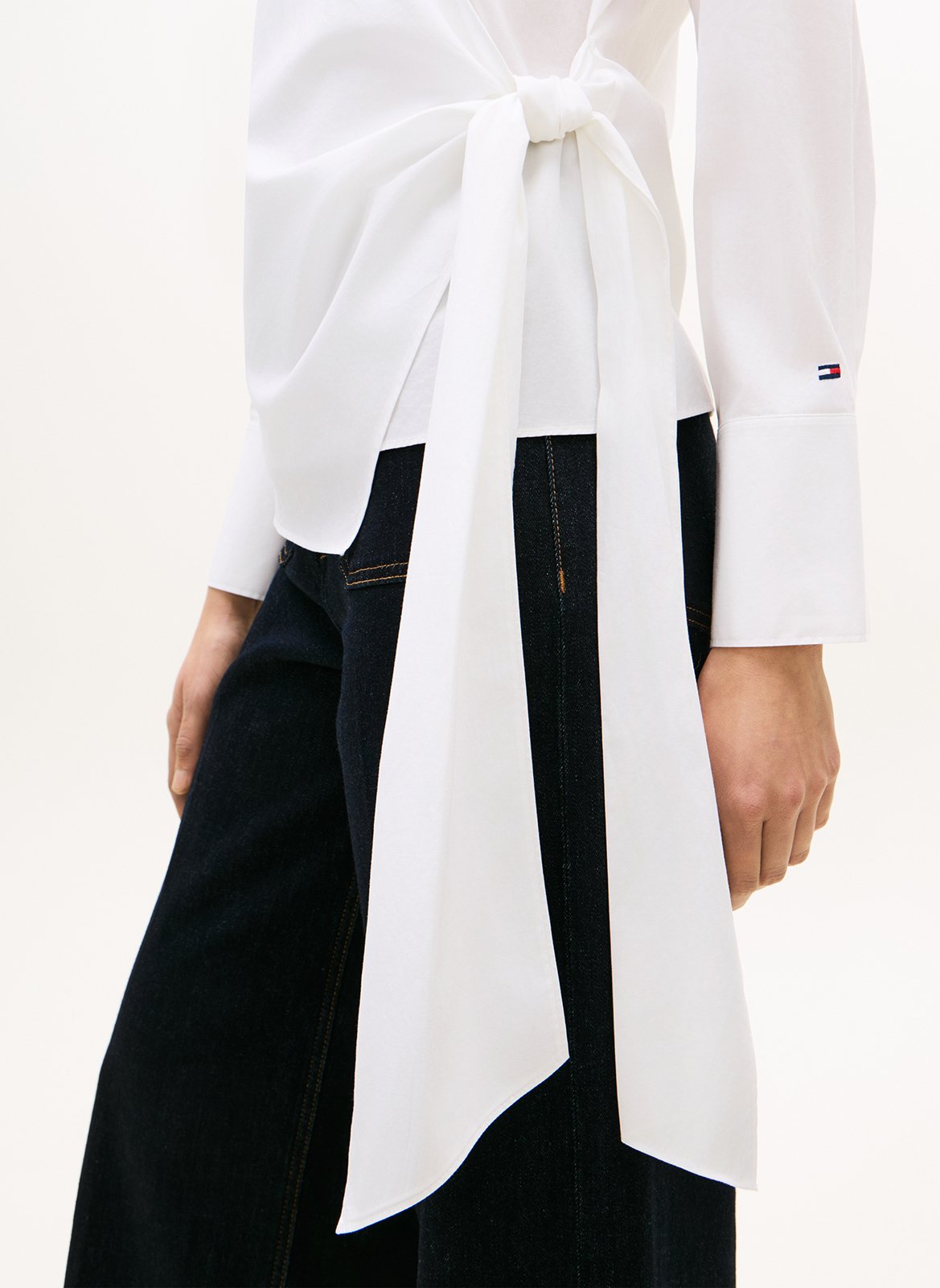 Blouse droite col V en coton bio TOMMY HILFIGER Blanc