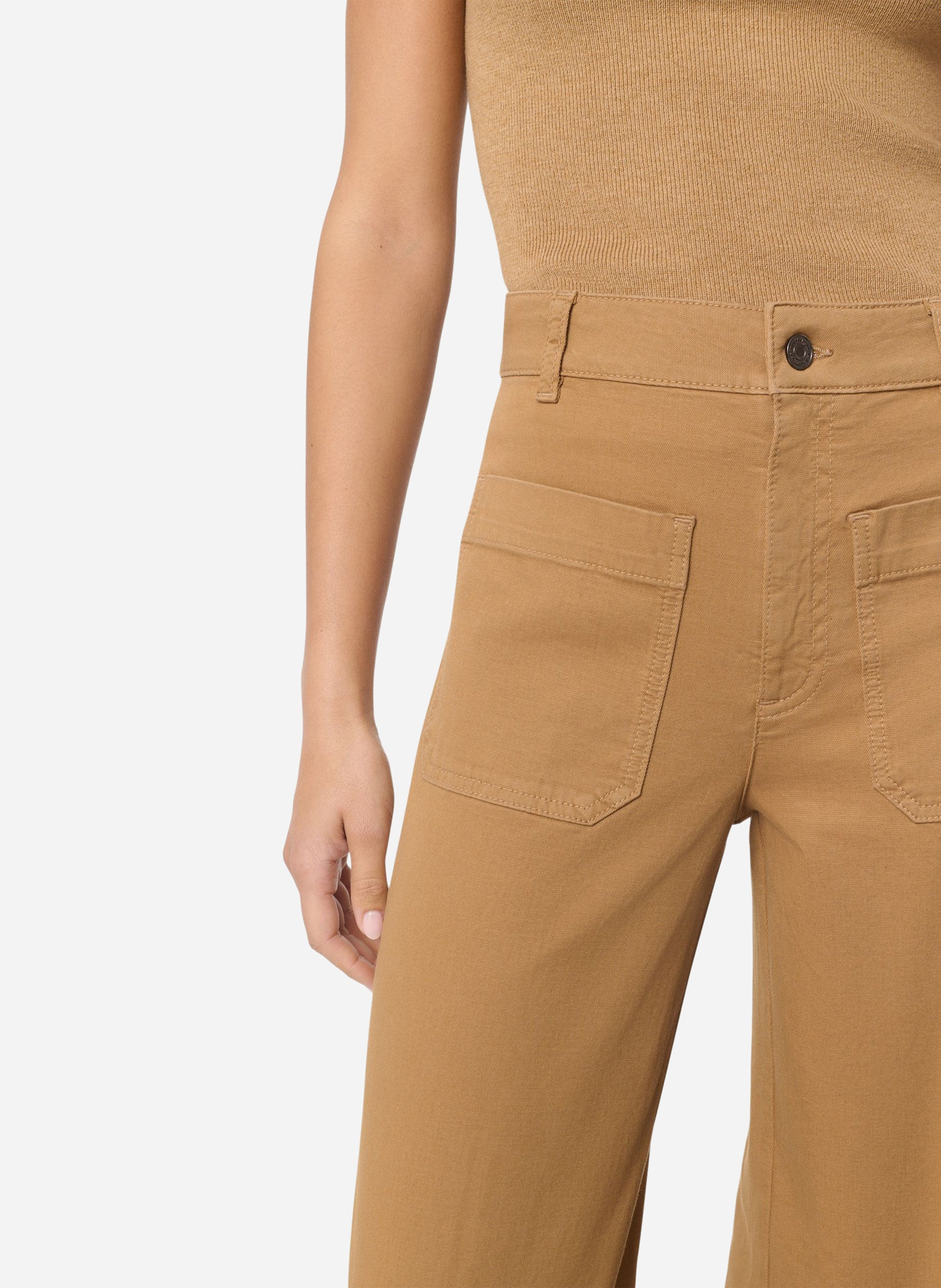 Plain high-waisted straight-cut pants VANESSA BRUNO Brown