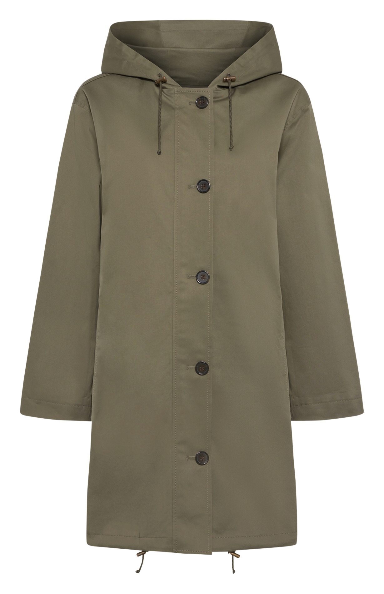 Straight round-neck parka in mixed cotton. GERARD DAREL Khaki