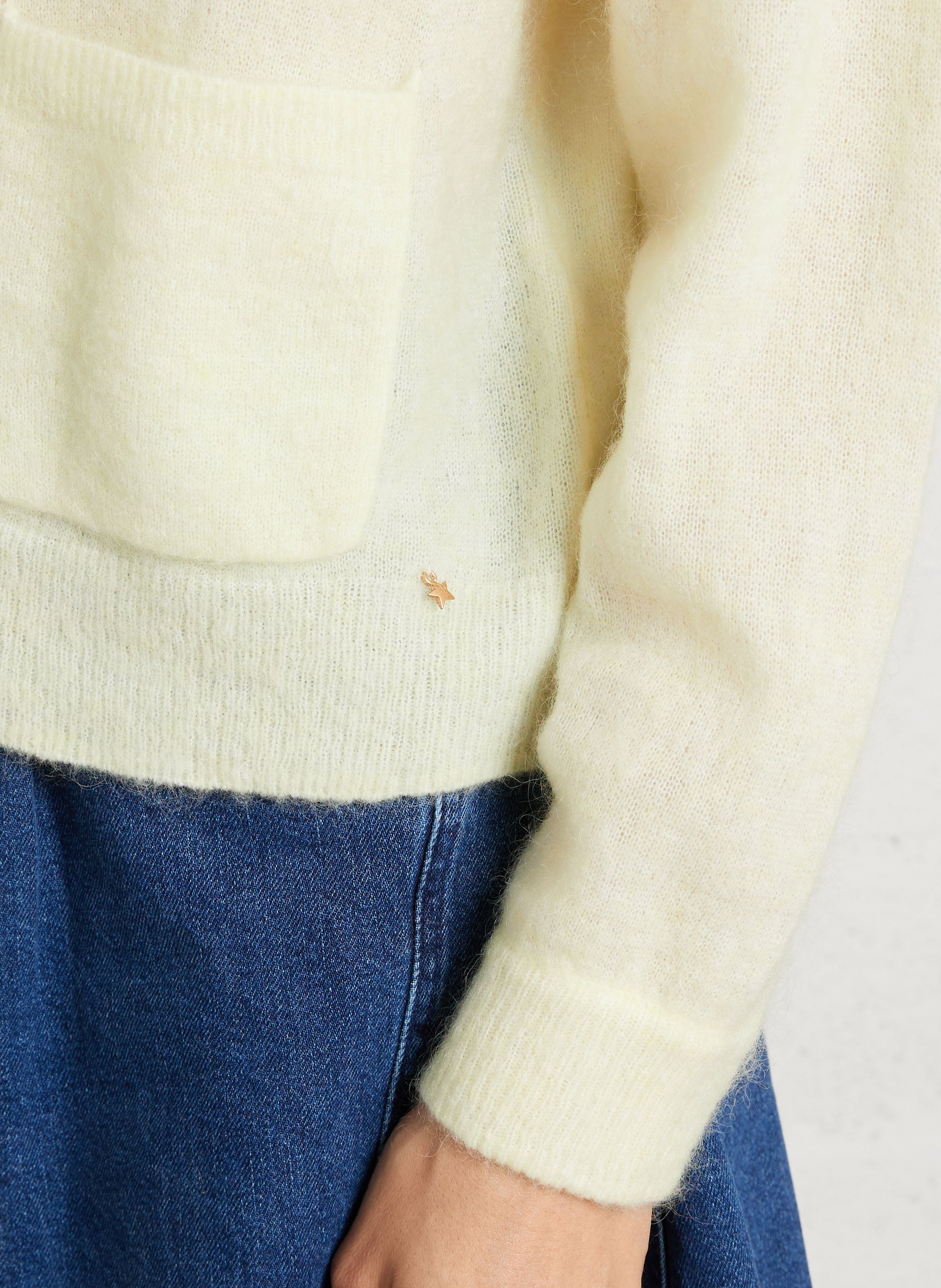 Gilet ample col rond en mohair mélangé DES PETITS HAUTS Vert