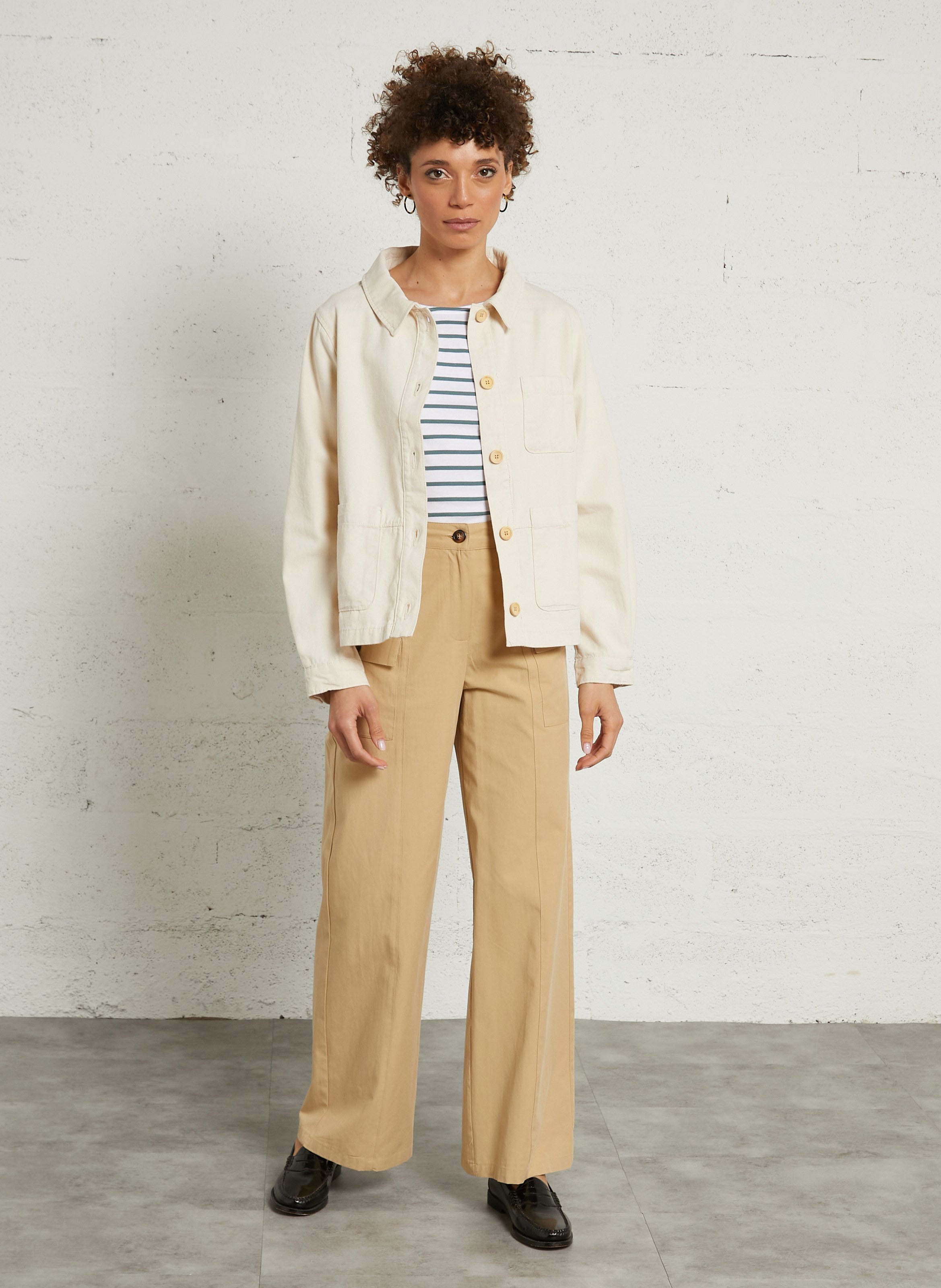 Veste droite à poches unie en coton ARMOR LUX Beige