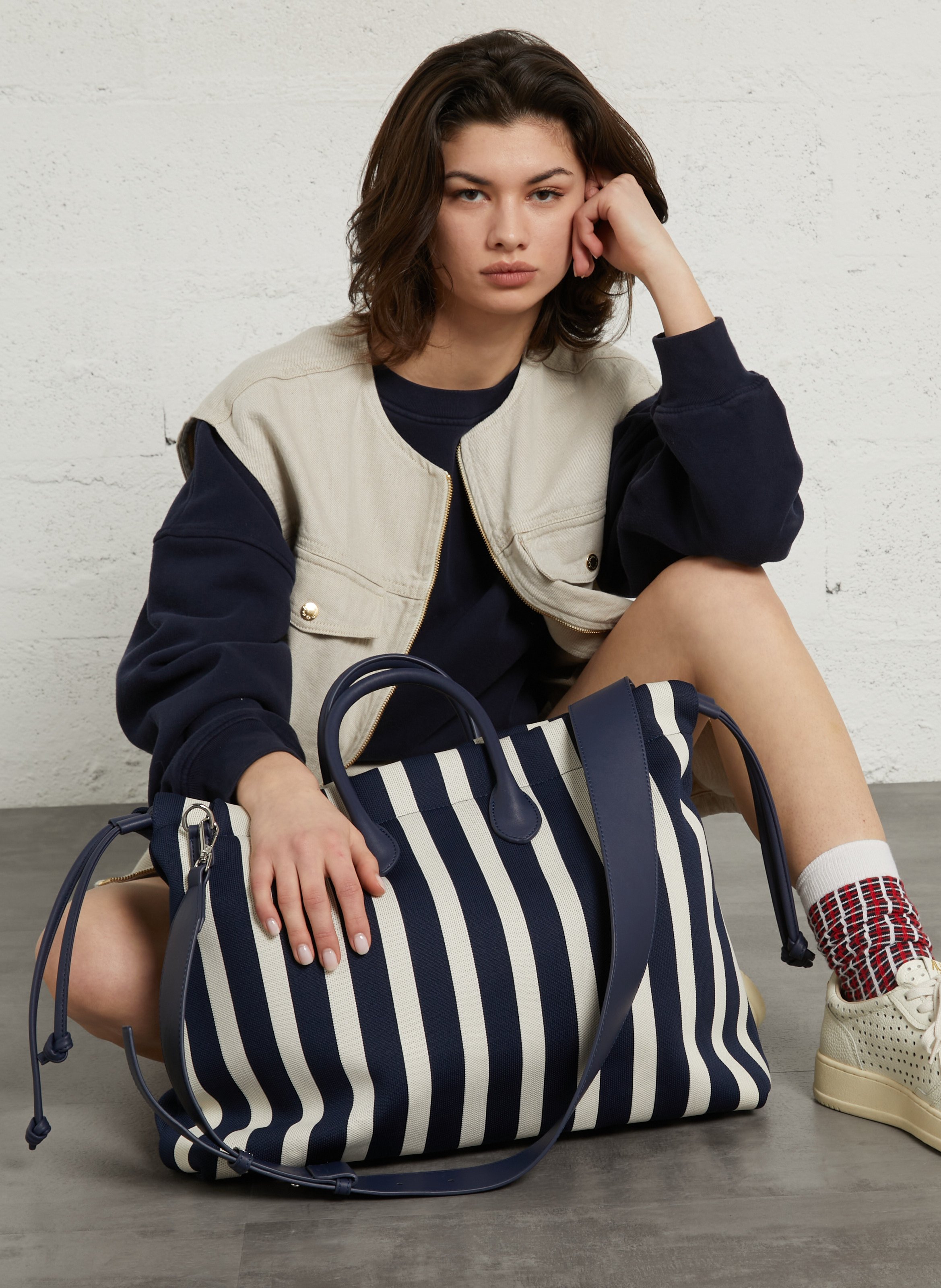 Gestreepte shopper AU PRINTEMPS PARIS Blauw