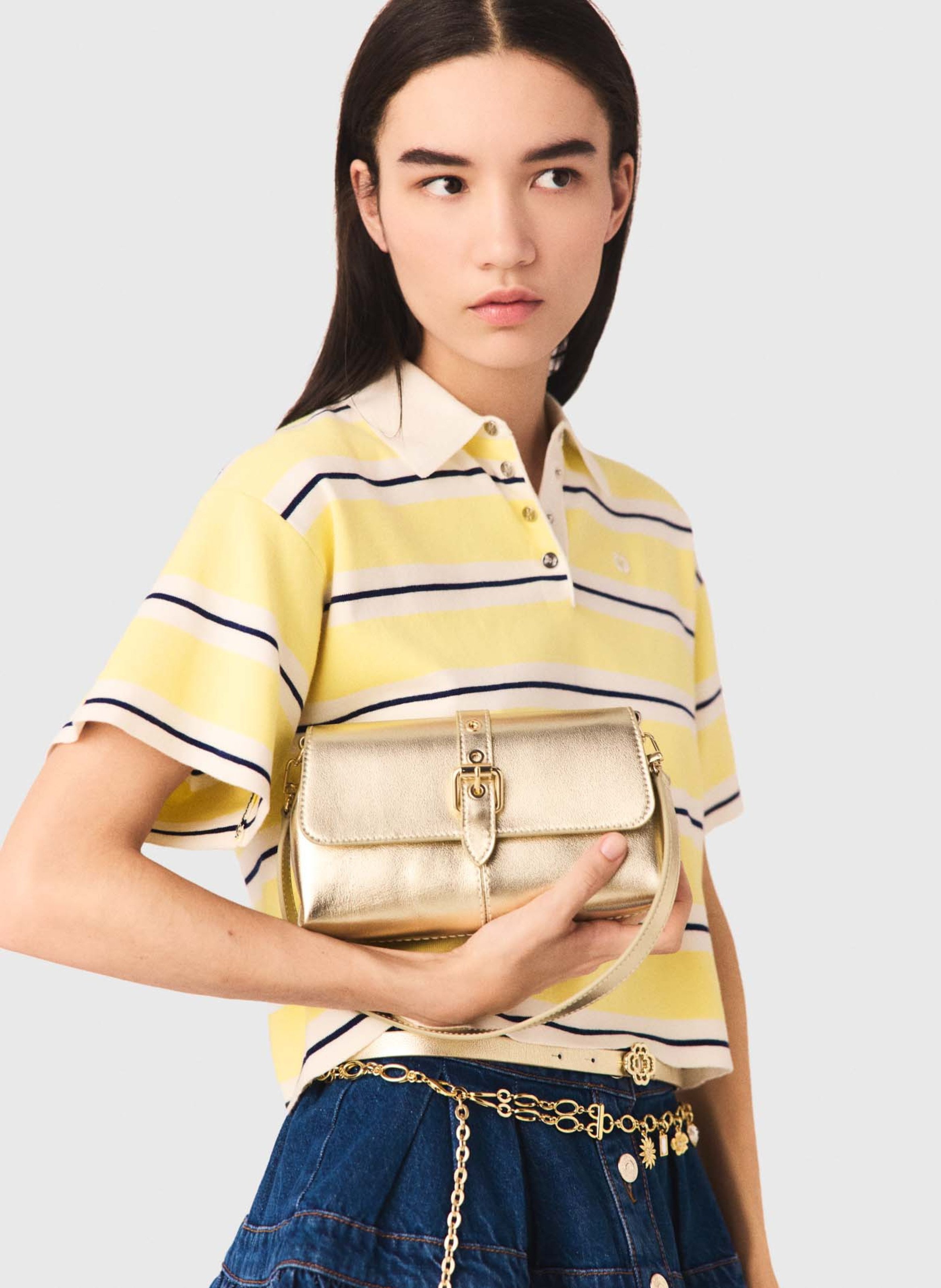 Sac bandoulière en cuir MAJE Doré