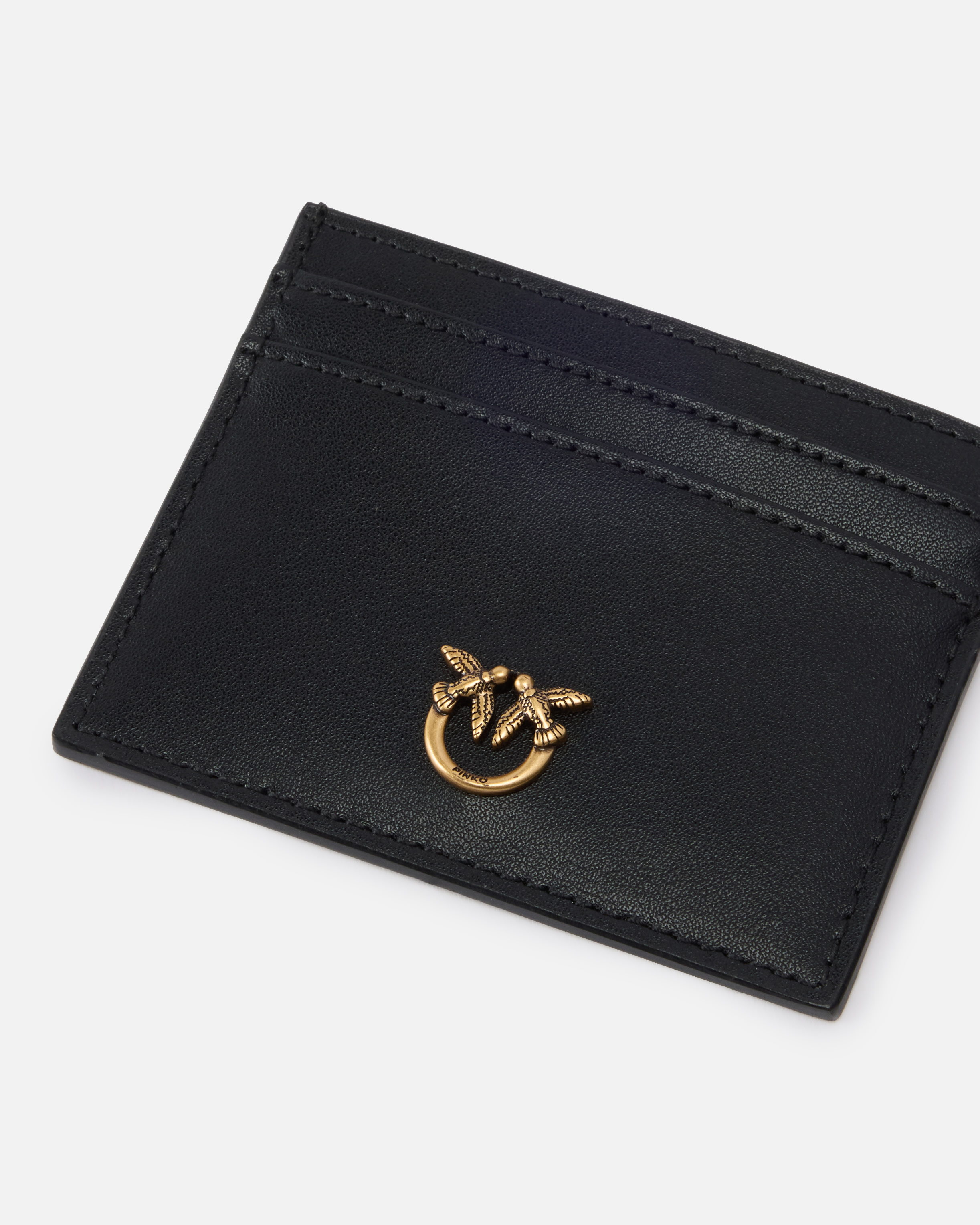 Porte-cartes en cuir avec logo love birds PINKO Noir