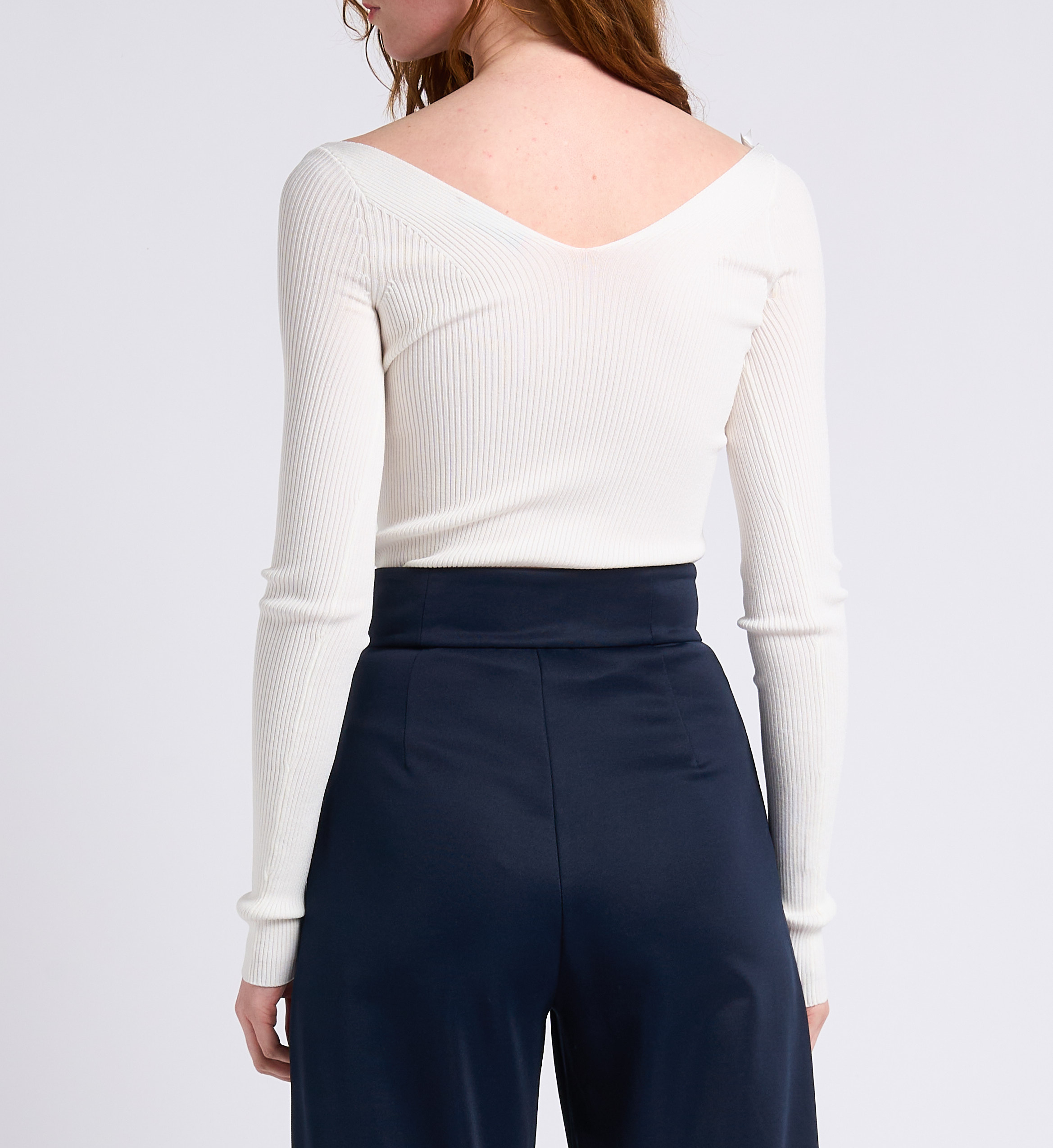 Top met grote geribbelde hals MAX&Co. Wit