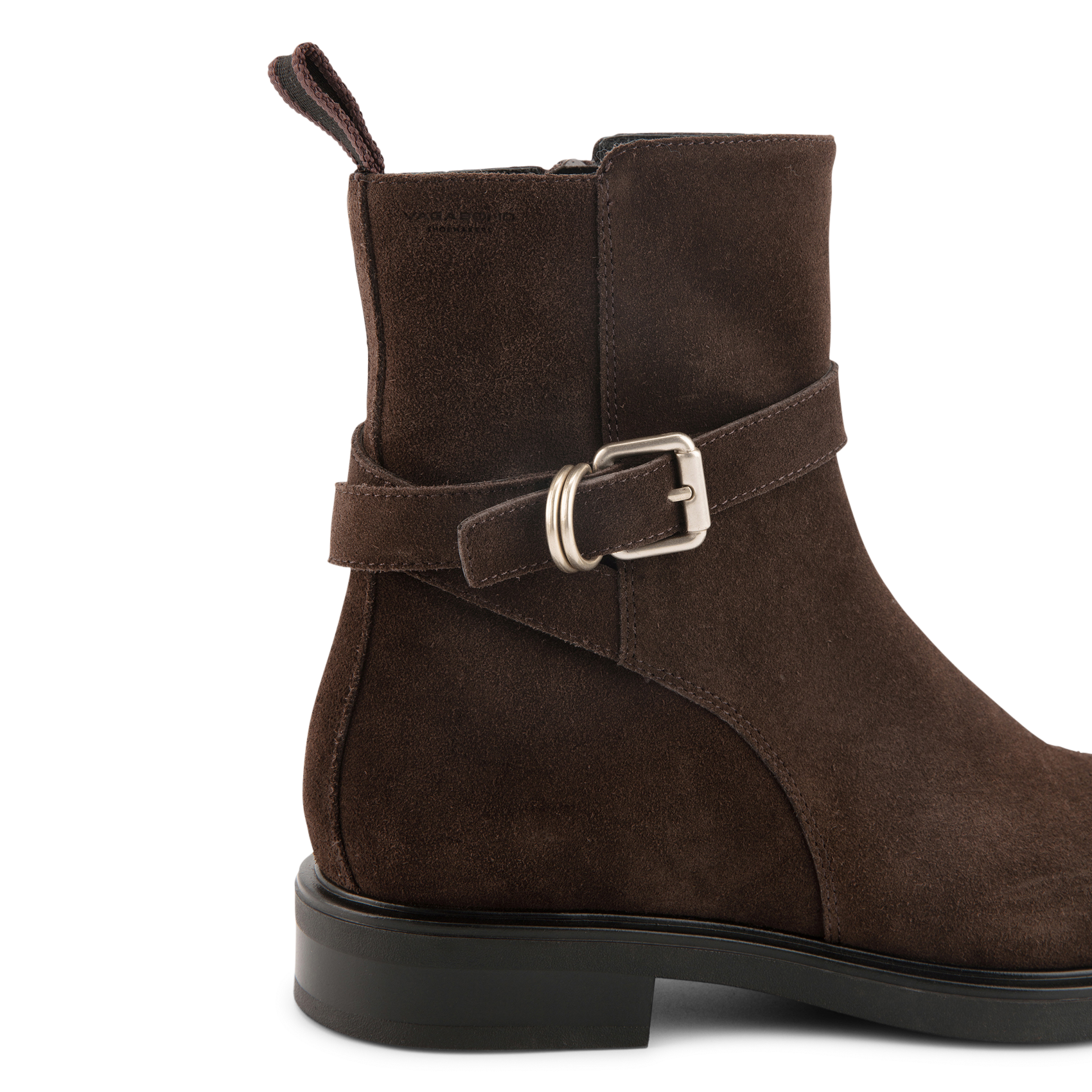 Bottines bout rond à boucle en cuir velours VAGABOND Marron