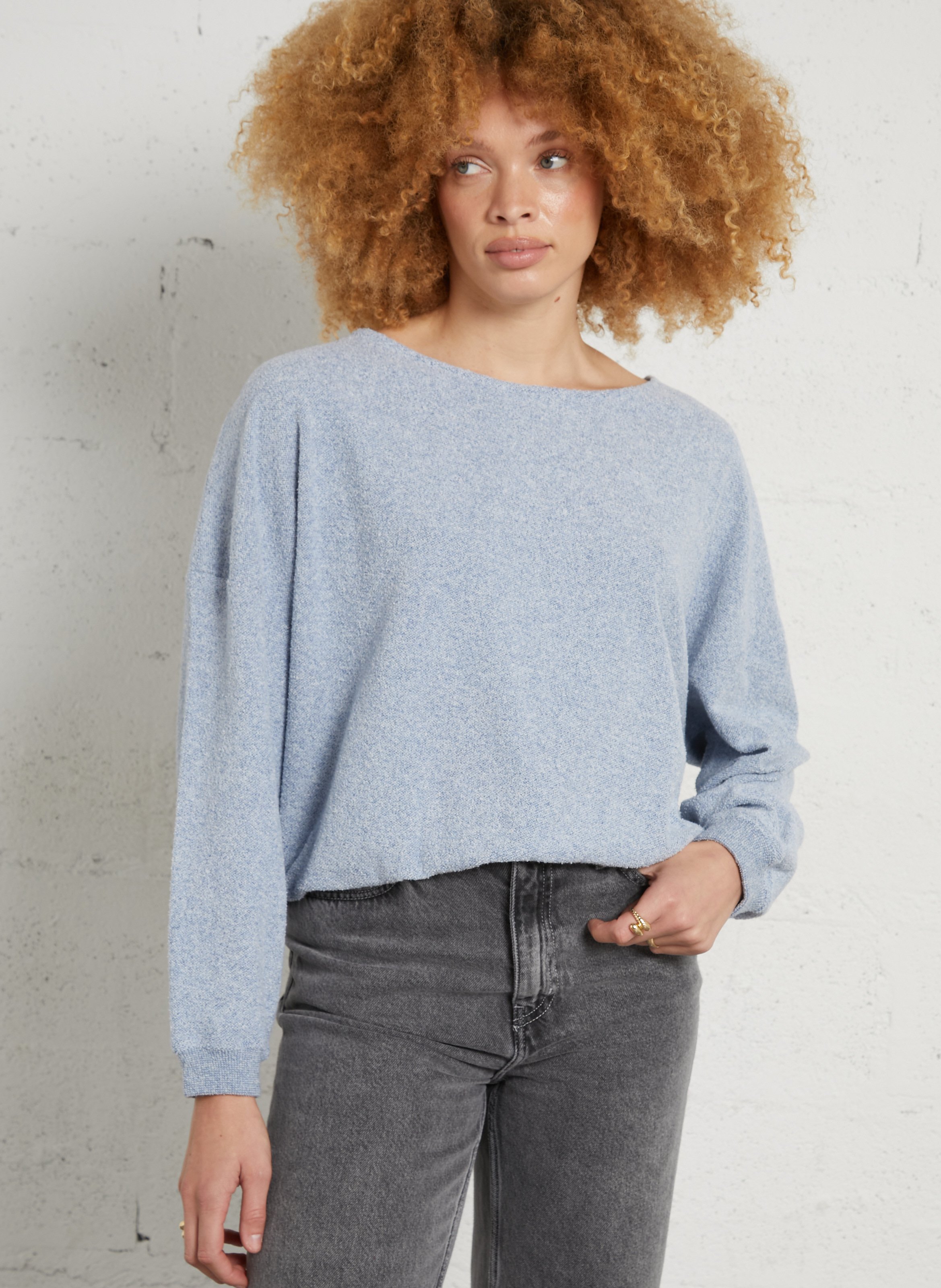 Sweat col bateau droit uni AMERICAN VINTAGE