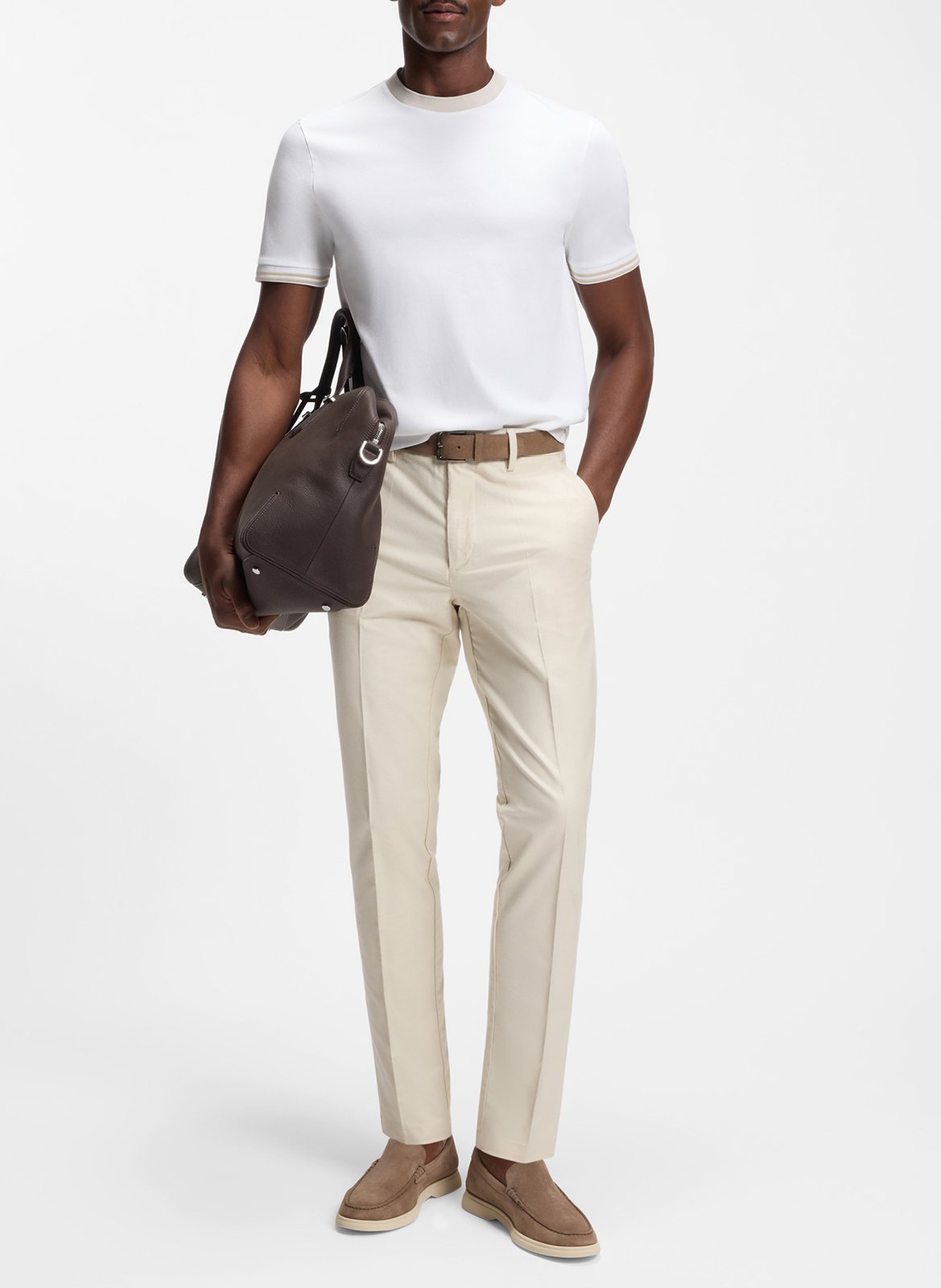 Tee-shirt droit col rond en coton BOSS Blanc