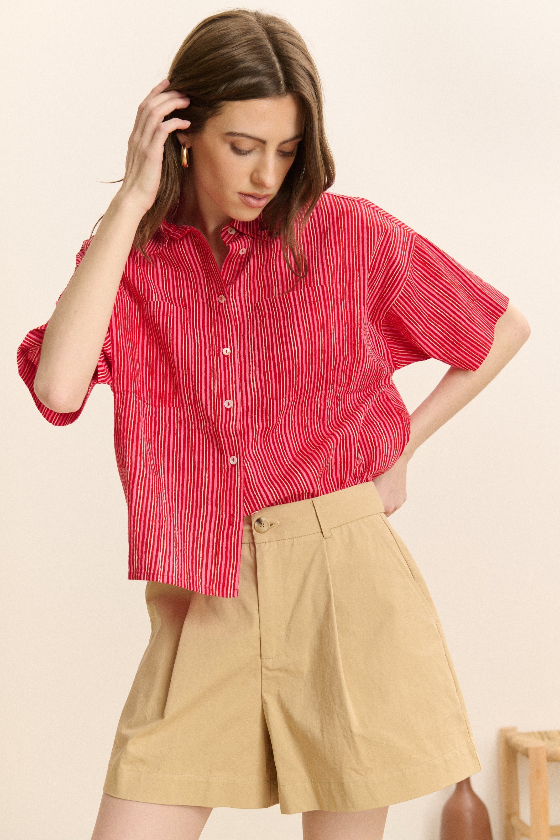 Short large à pinces GARANCE PARIS Beige